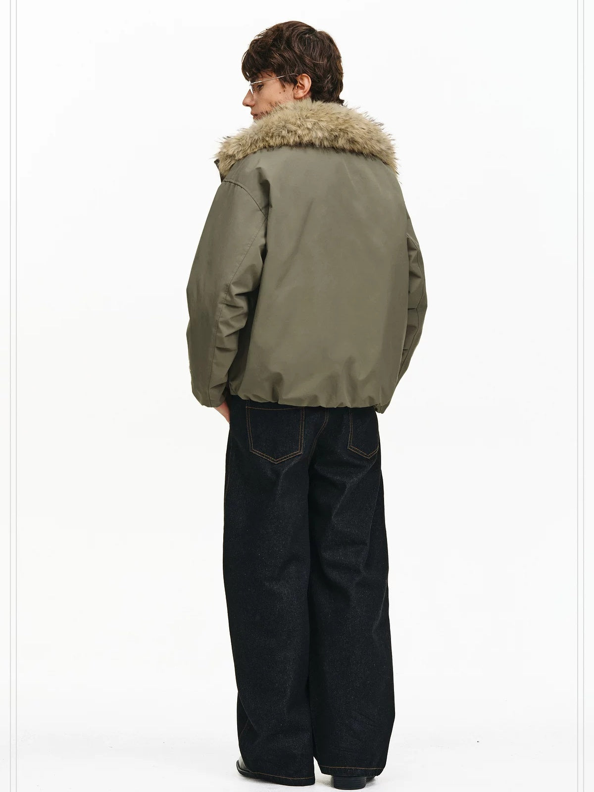 PCLP 90% White Duck Down Thick Fur Collar Patchwork Regular Fit Women Down Jacket