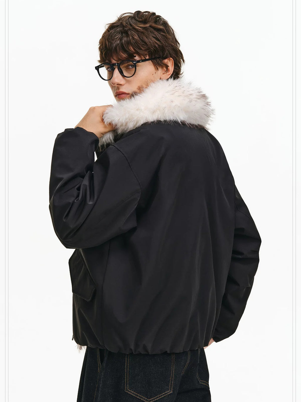 PCLP 90% White Duck Down Thick Fur Collar Patchwork Regular Fit Women Down Jacket