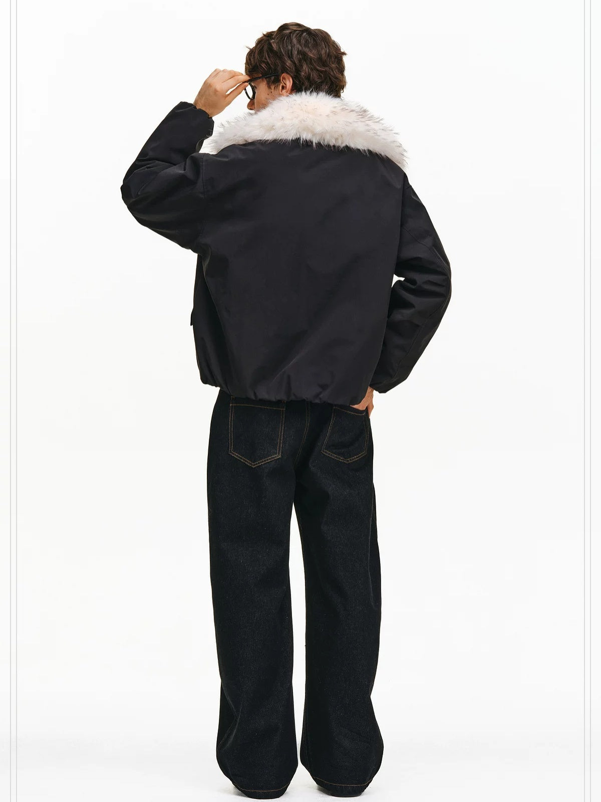 PCLP 90% White Duck Down Thick Fur Collar Patchwork Regular Fit Women Down Jacket