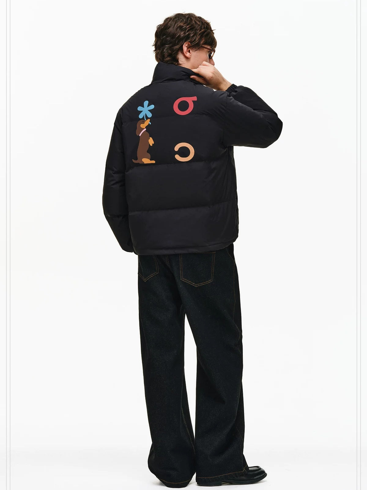 PCLP 90 White Duck Down Warm Colorblock Loose Women Stand Collar Zipper Down Jacket