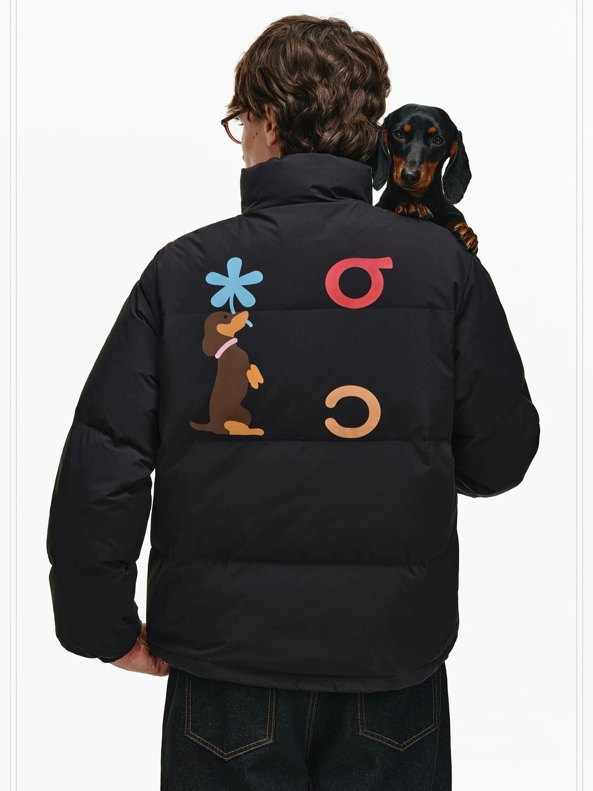 PCLP 90 White Duck Down Warm Colorblock Loose Women Stand Collar Zipper Down Jacket