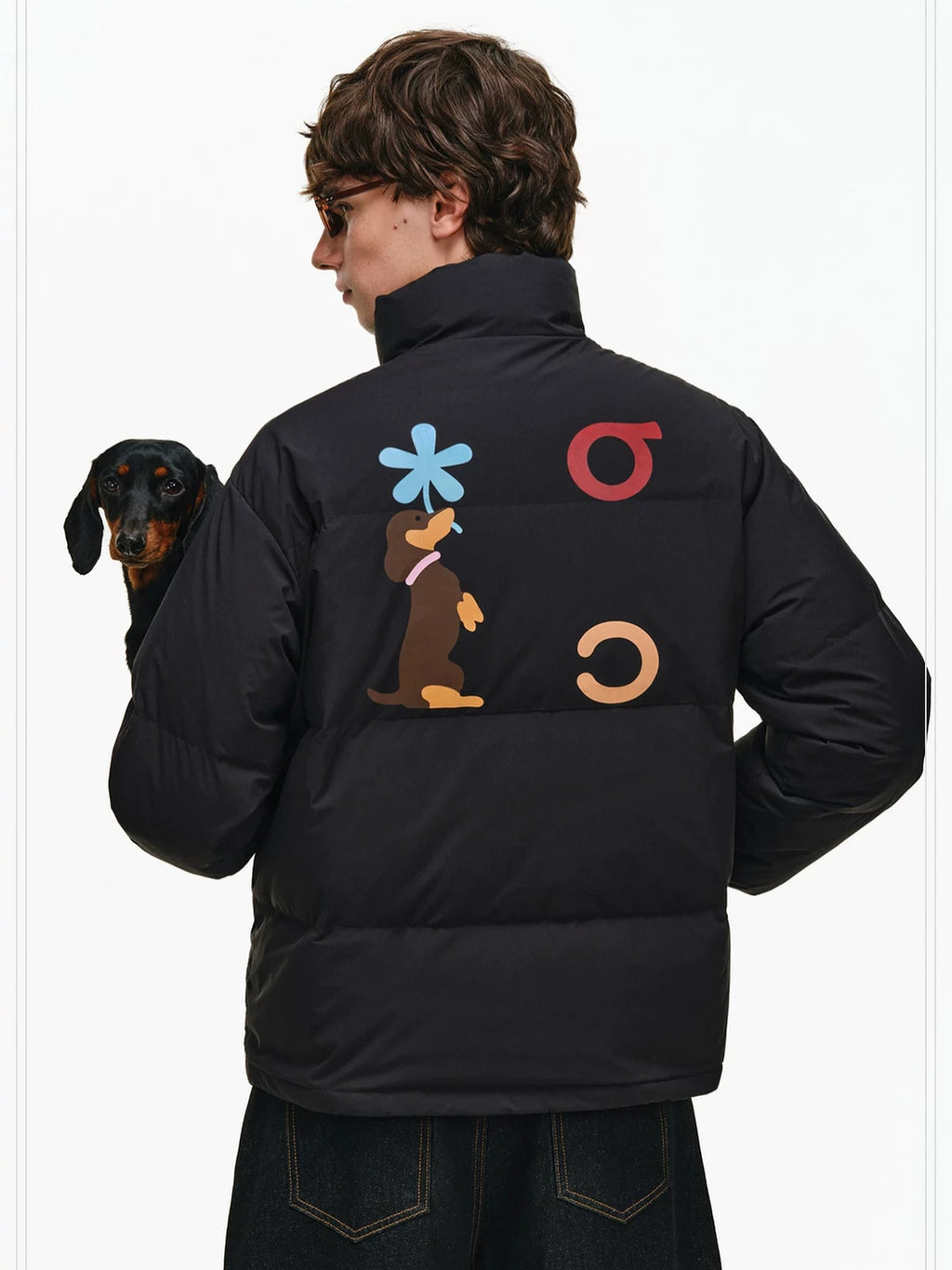 PCLP 90 White Duck Down Warm Colorblock Loose Women Stand Collar Zipper Down Jacket