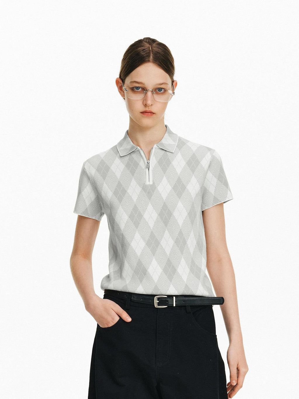 PCLP Antibacterial Viscose Blend Polo Collar Geometric Youthful Casual Unisex T-Shirt