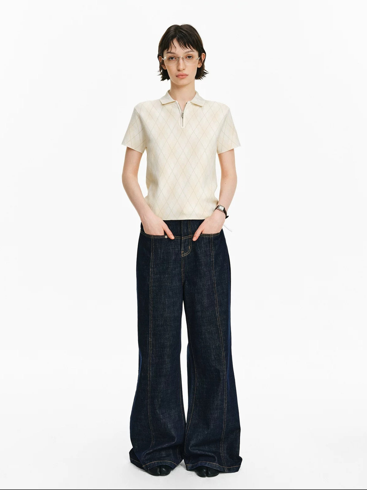 PCLP Antibacterial Viscose Blend Polo Collar Geometric Youthful Casual Unisex T-Shirt