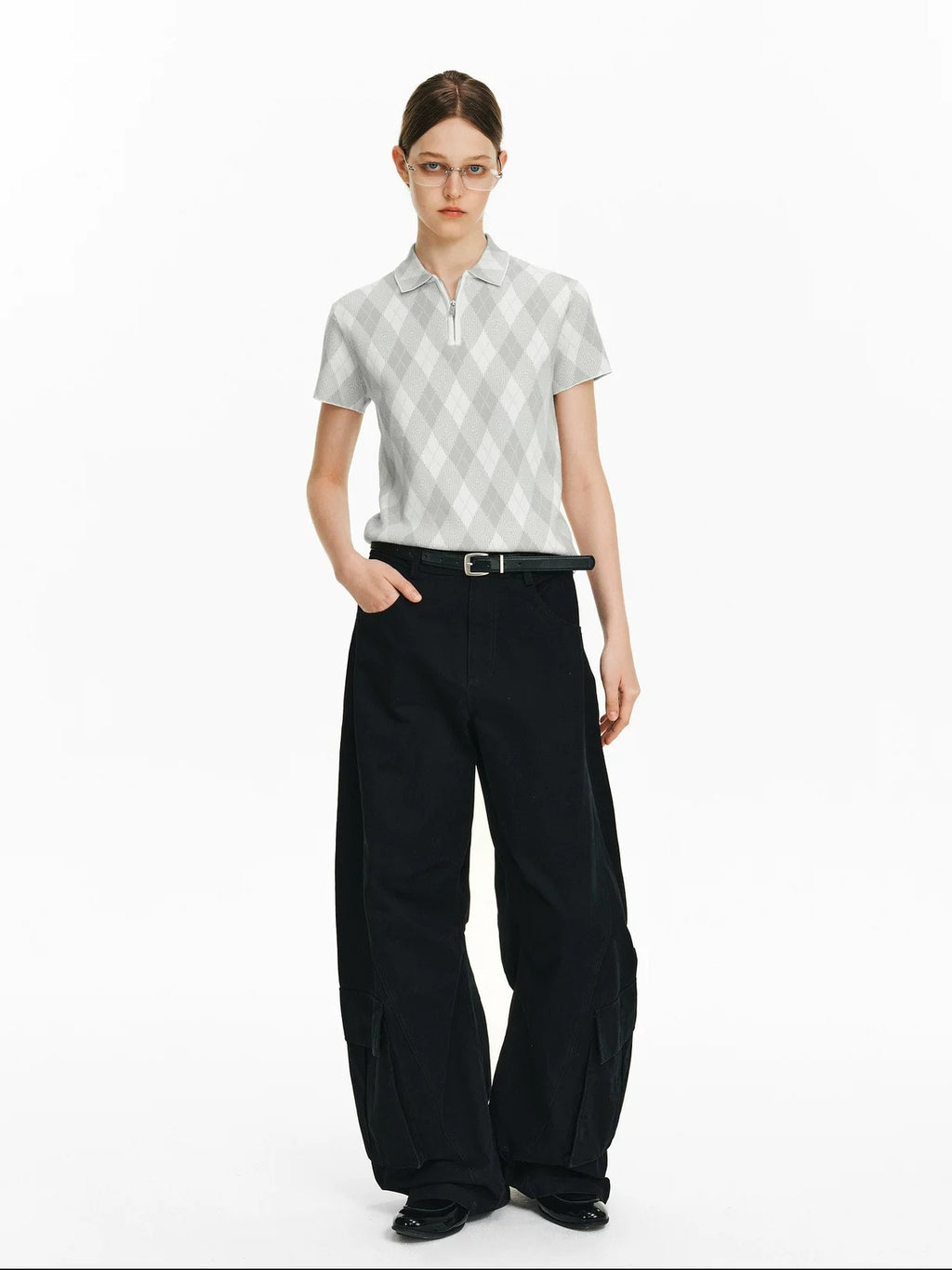 PCLP Antibacterial Viscose Blend Polo Collar Geometric Youthful Casual Unisex T-Shirt