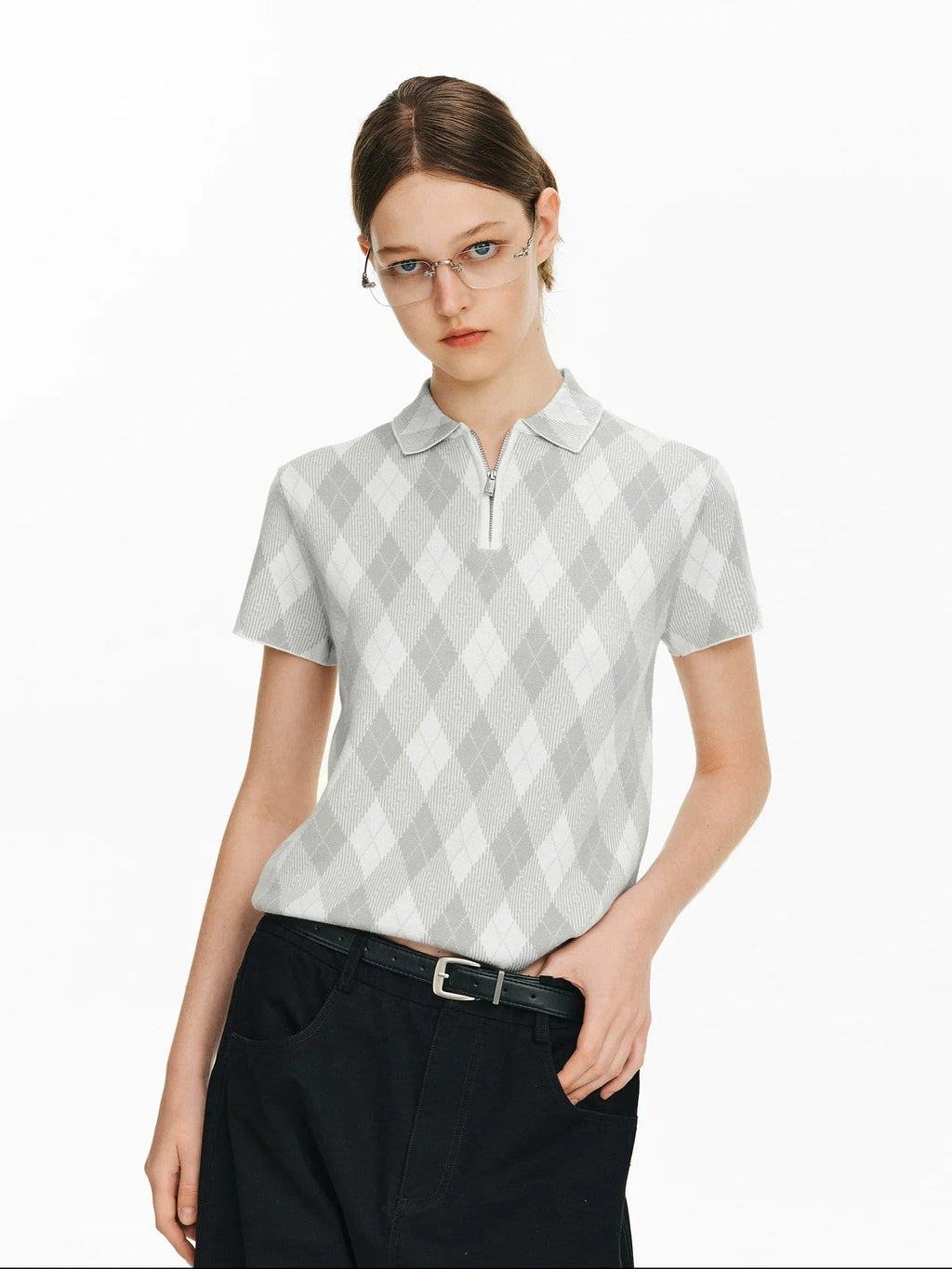 PCLP Antibacterial Viscose Blend Polo Collar Geometric Youthful Casual Unisex T-Shirt
