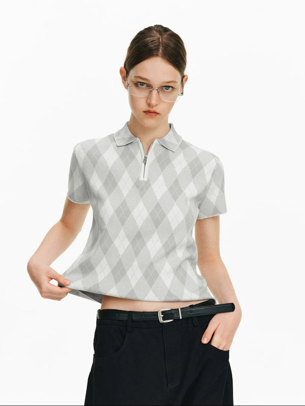 PCLP Antibacterial Viscose Blend Polo Collar Geometric Youthful Casual Unisex T-Shirt