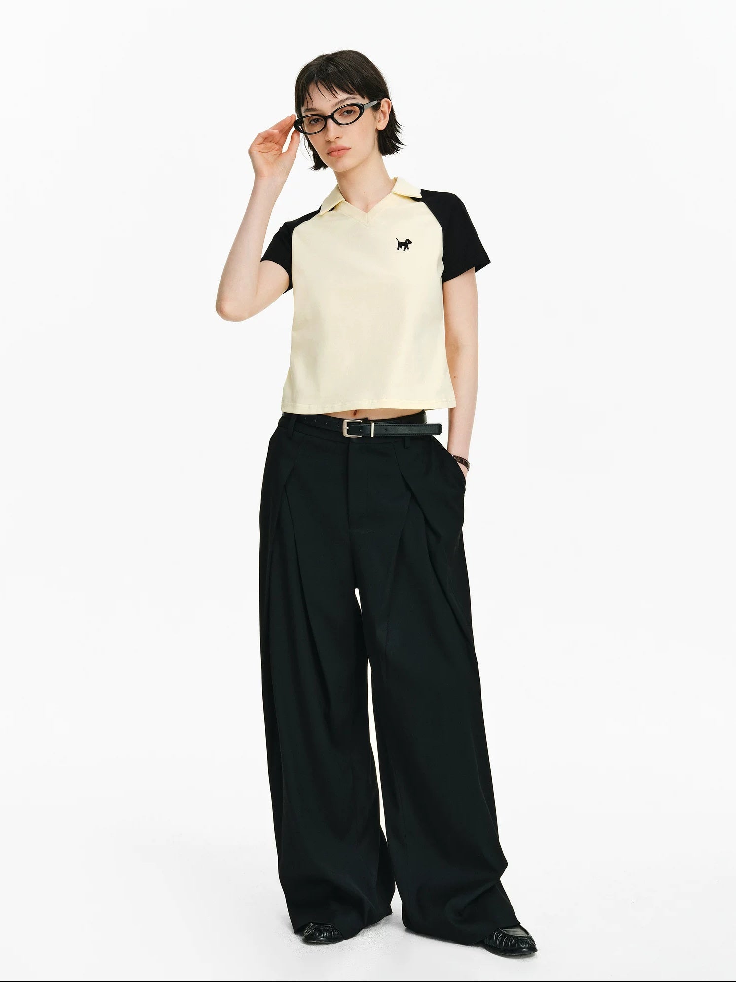 PCLP Breathable 100 Percent Cotton Embroidered Slim Collared Women Animal T-Shirt