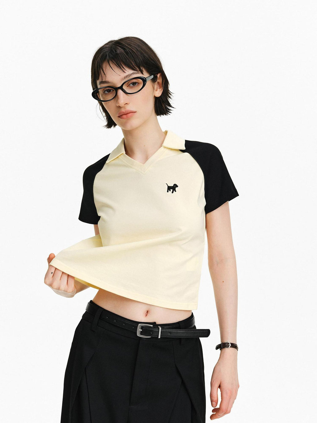 PCLP Breathable 100 Percent Cotton Embroidered Slim Collared Women Animal T-Shirt