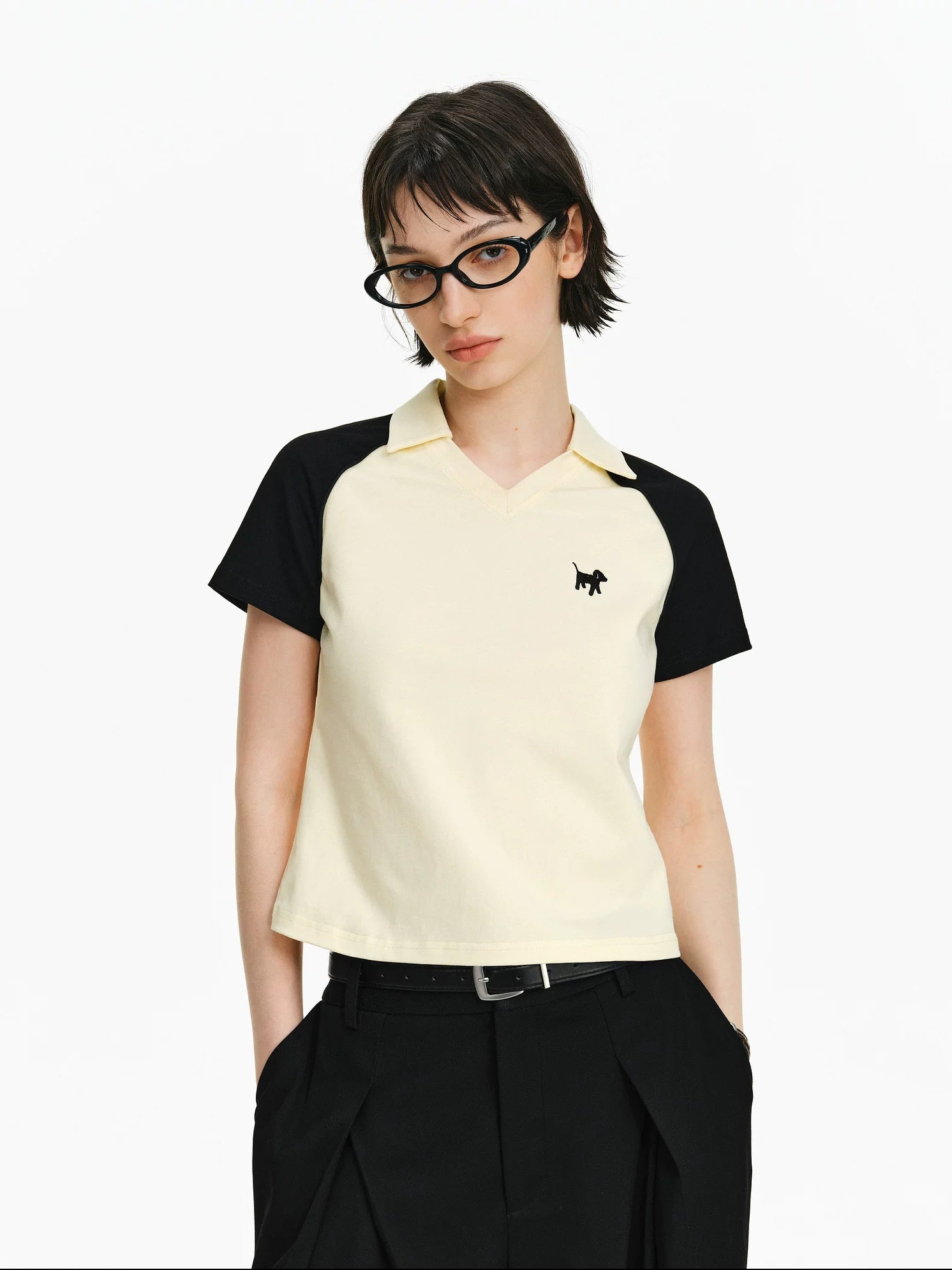 PCLP Breathable 100 Percent Cotton Embroidered Slim Collared Women Animal T-Shirt