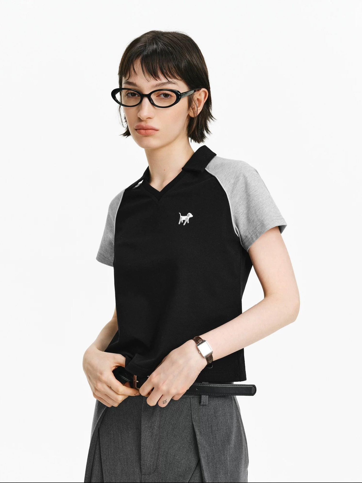 PCLP Breathable 100 Percent Cotton Embroidered Slim Collared Women Animal T-Shirt