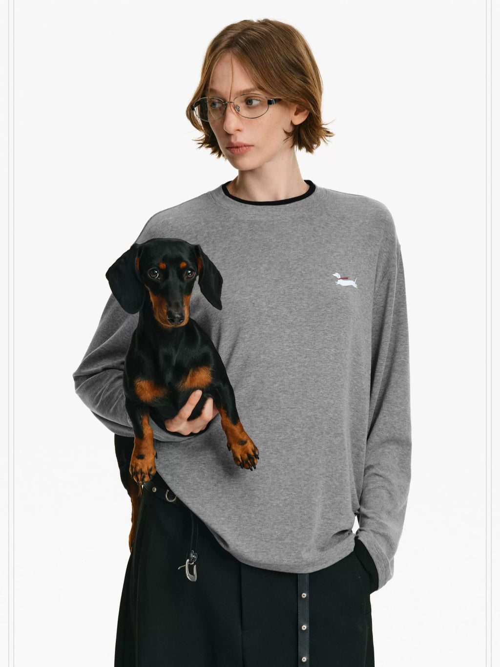 PCLP Breathable Animal Print Loose Fit Unisex Crew Neck Long Sleeve T-Shirt