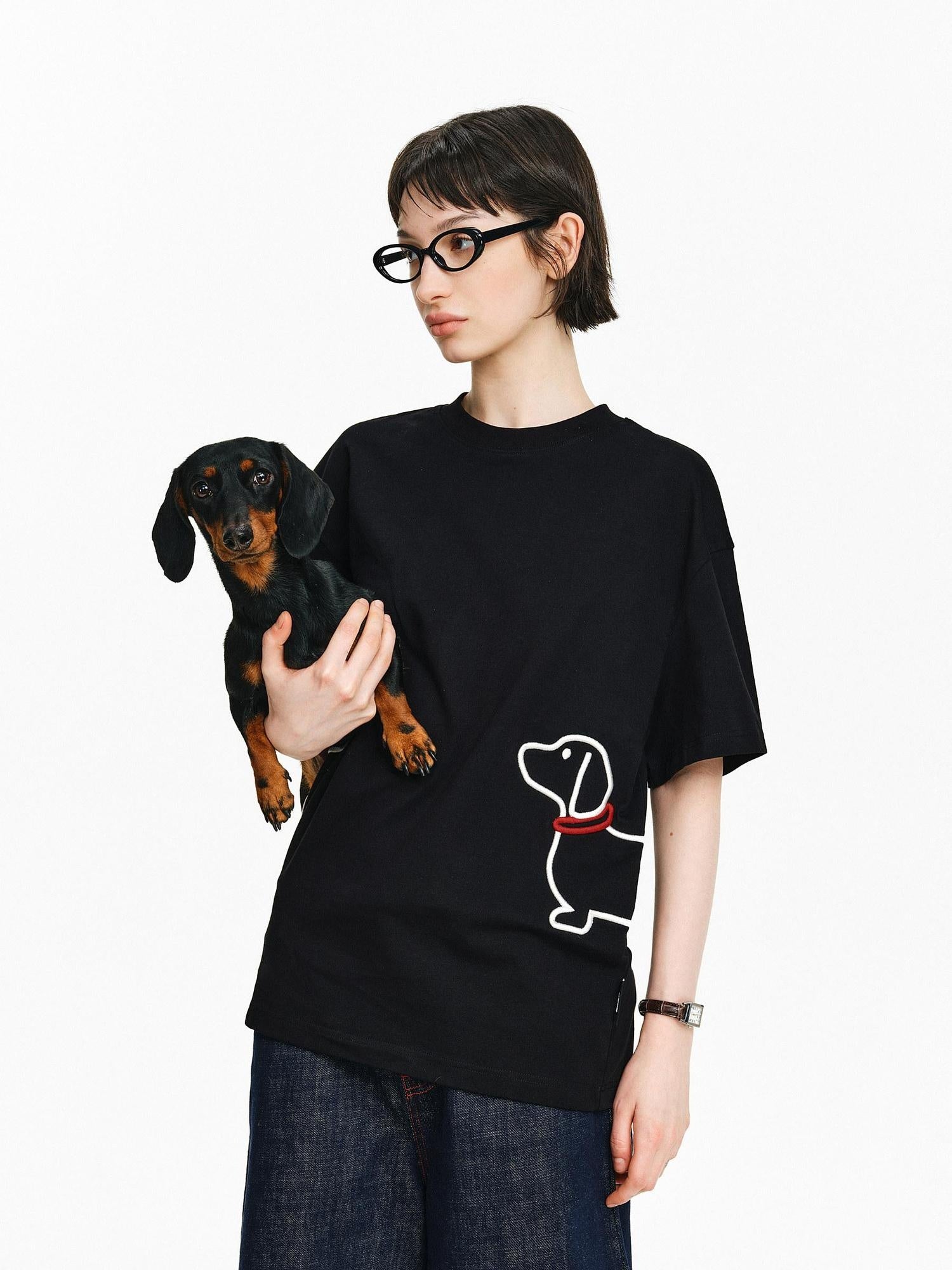 PCLP Breathable Cotton Blend Animal Print Loose Fit Round Neck Women T-Shirt