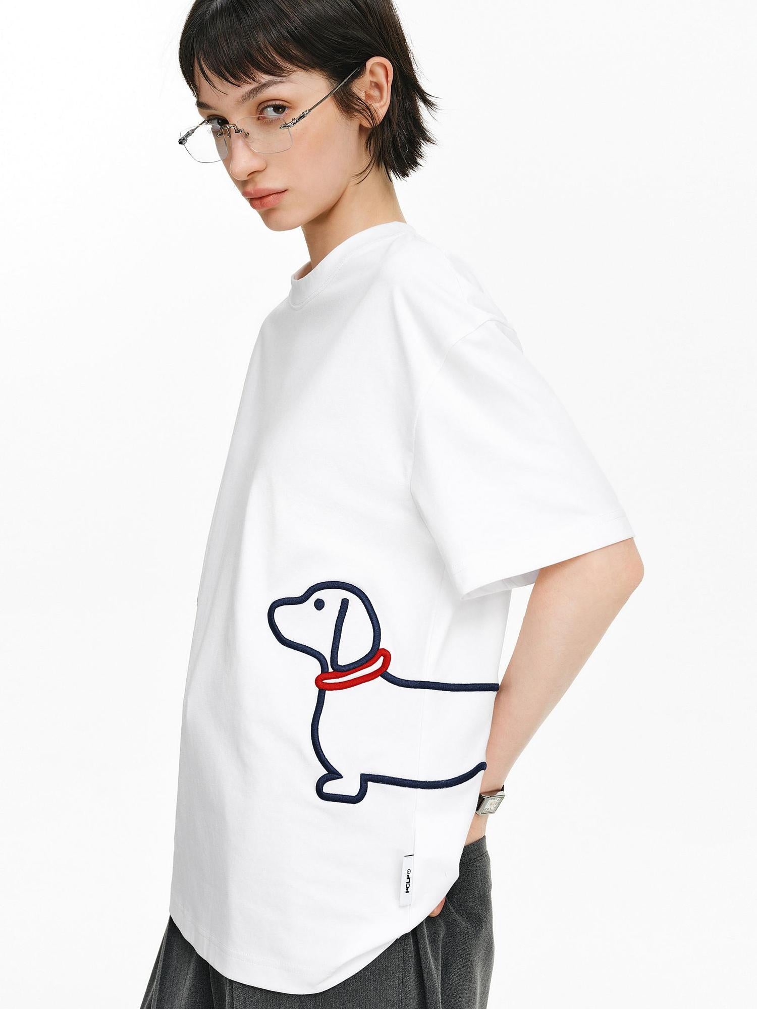 PCLP Breathable Cotton Blend Animal Print Loose Fit Round Neck Women T-Shirt