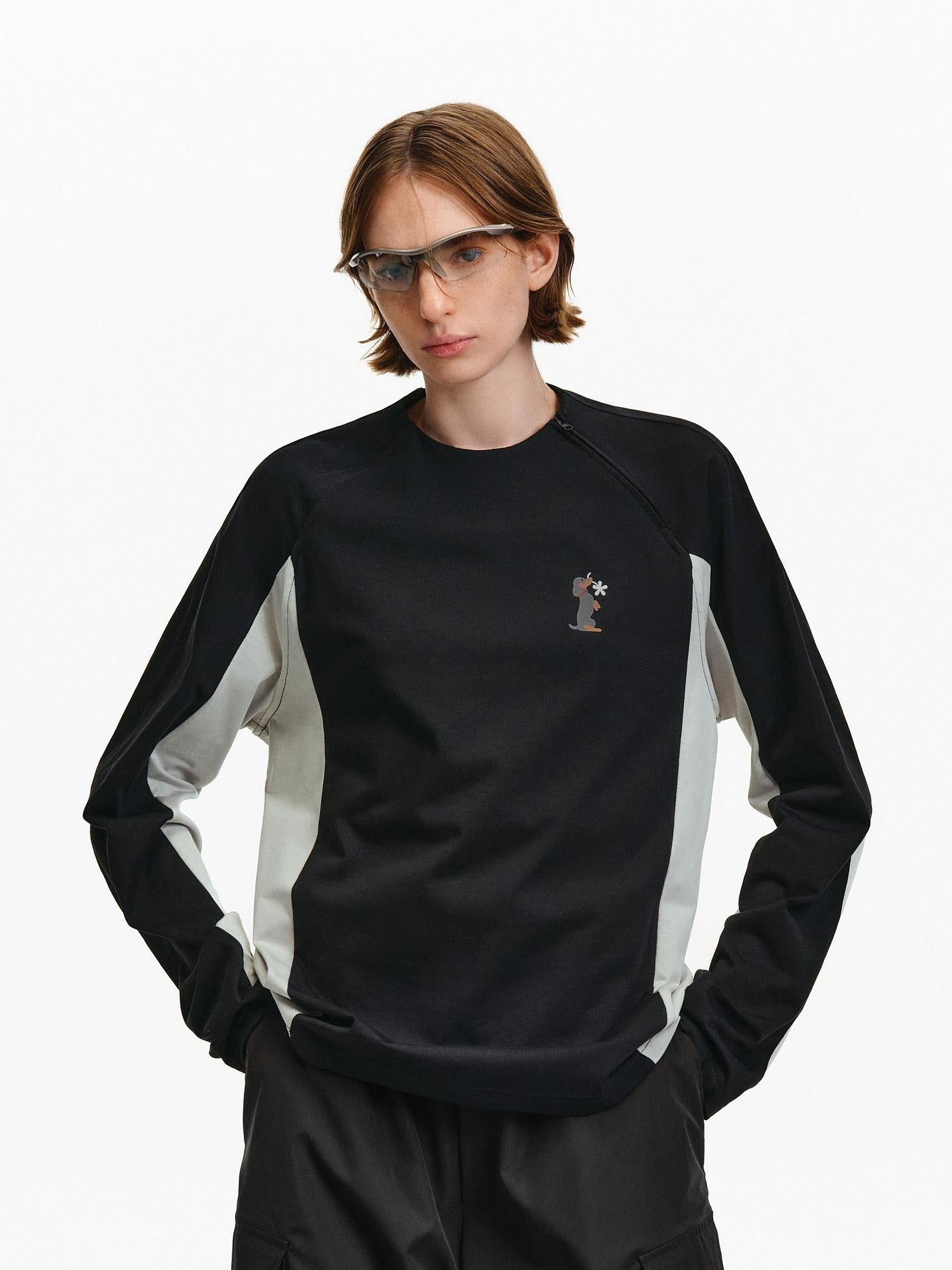 PCLP Breathable Cotton Blend Animal Print Loose Fit Unisex Long Sleeve T-Shirt