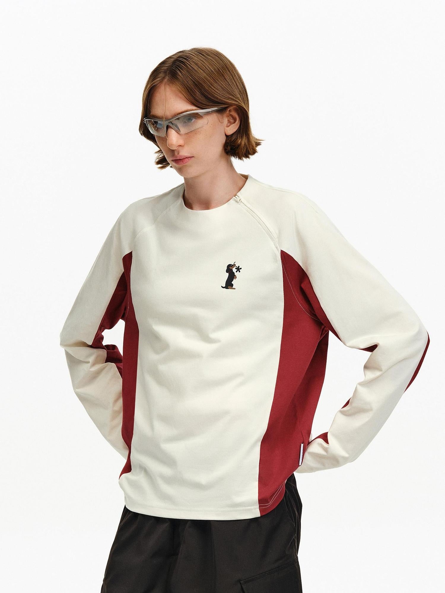 PCLP Breathable Cotton Blend Animal Print Loose Fit Unisex Long Sleeve T-Shirt