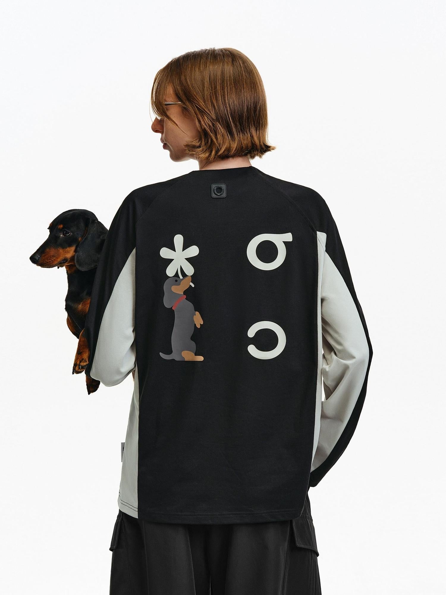 PCLP Breathable Cotton Blend Animal Print Loose Fit Unisex Long Sleeve T-Shirt