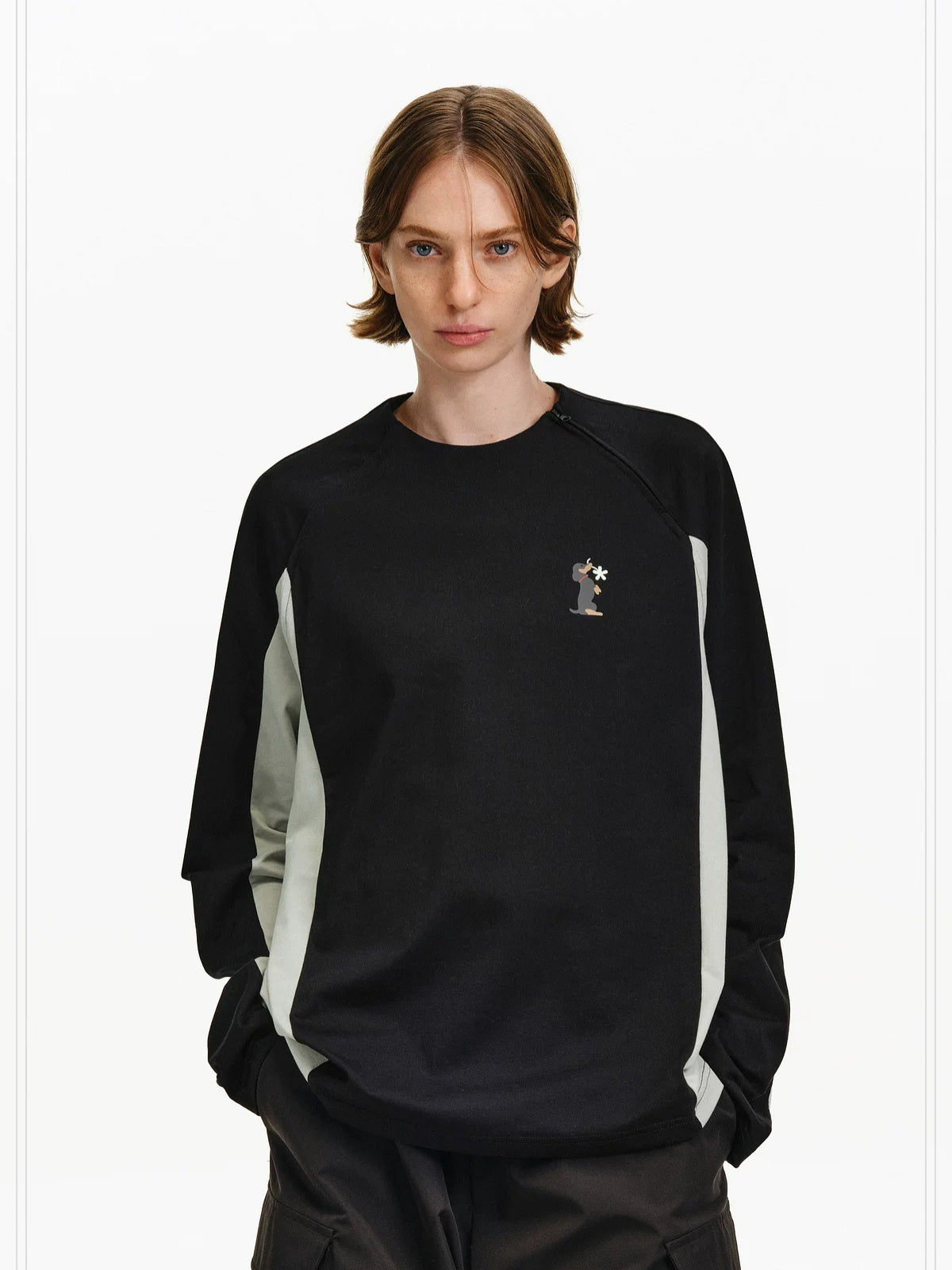 PCLP Breathable Cotton Blend Animal Print Loose Fit Unisex Long Sleeve T-Shirt