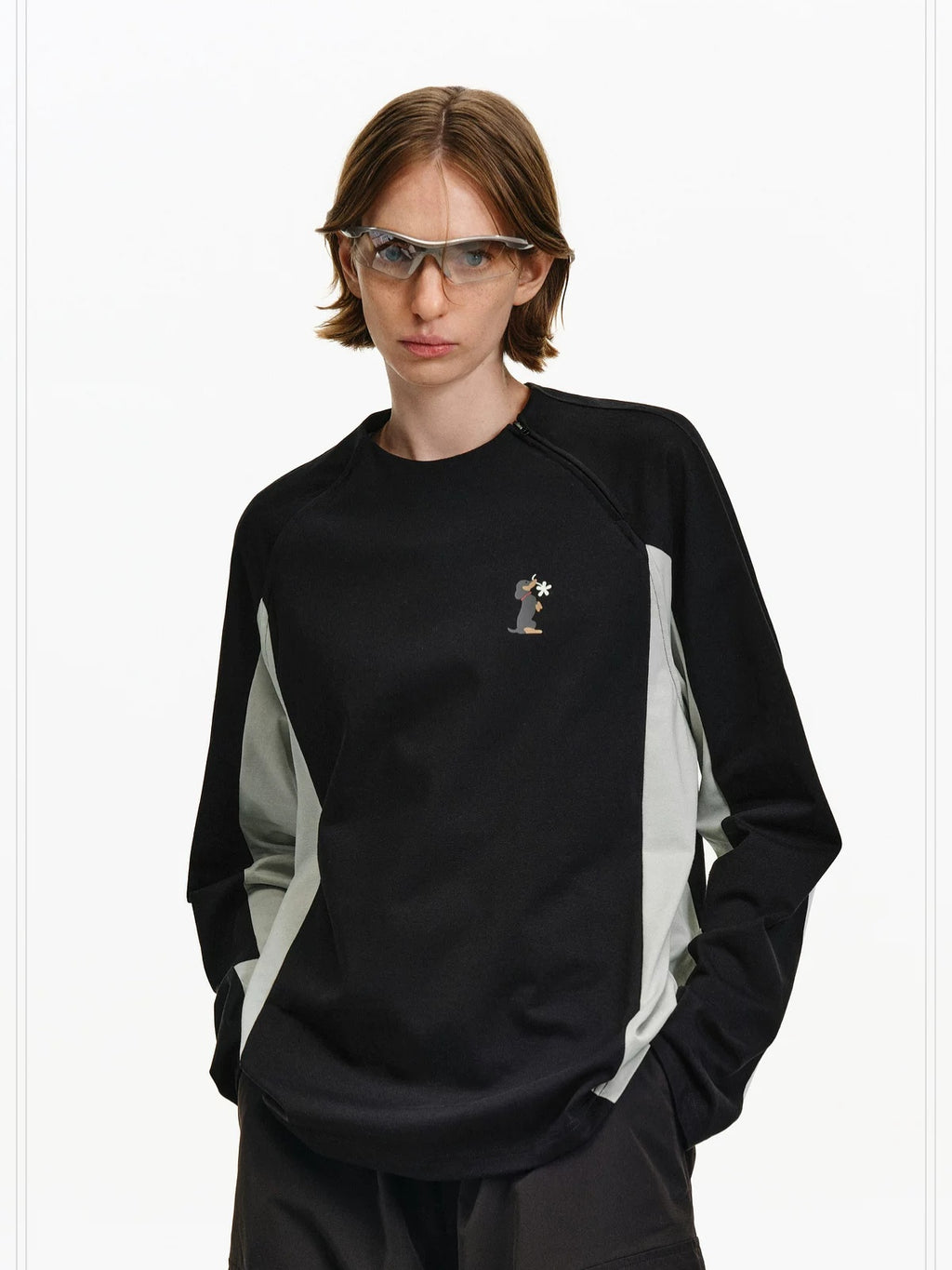 PCLP Breathable Cotton Blend Animal Print Loose Fit Unisex Long Sleeve T-Shirt