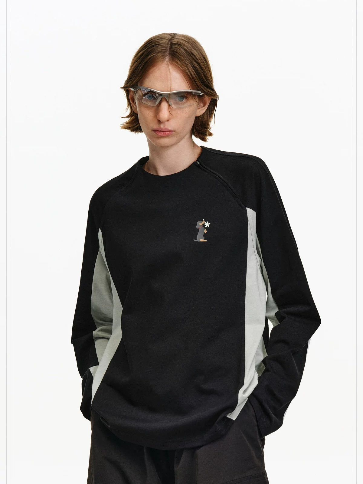 PCLP Breathable Cotton Blend Animal Print Loose Fit Unisex Long Sleeve T-Shirt