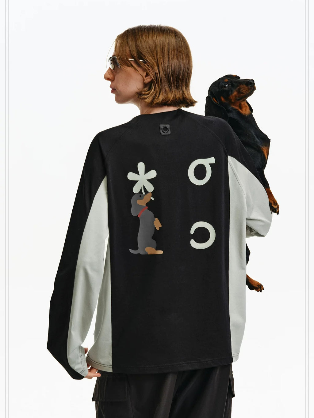 PCLP Breathable Cotton Blend Animal Print Loose Fit Unisex Long Sleeve T-Shirt