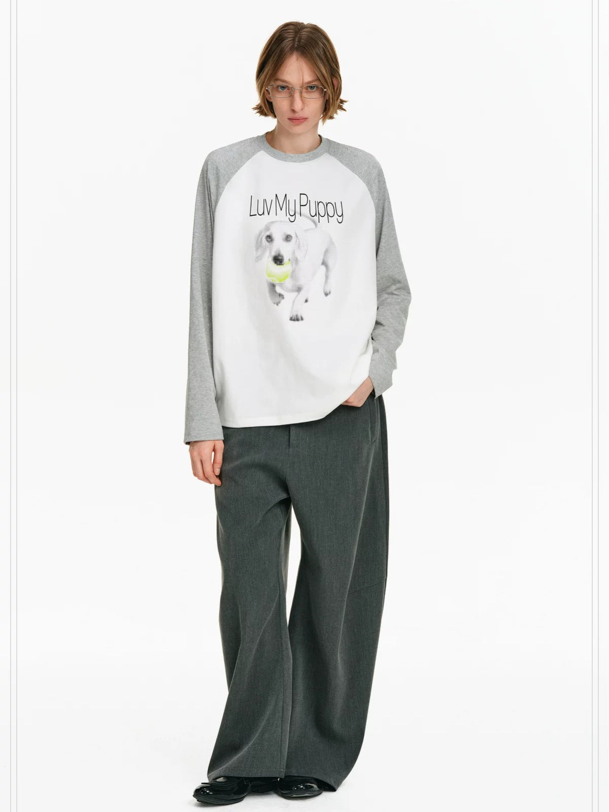 PCLP Breathable Cotton Blend Animal Print Loose Unisex Long Sleeve T-Shirt