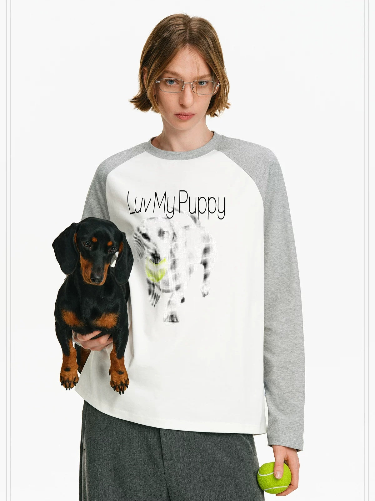 PCLP Breathable Cotton Blend Animal Print Loose Unisex Long Sleeve T-Shirt