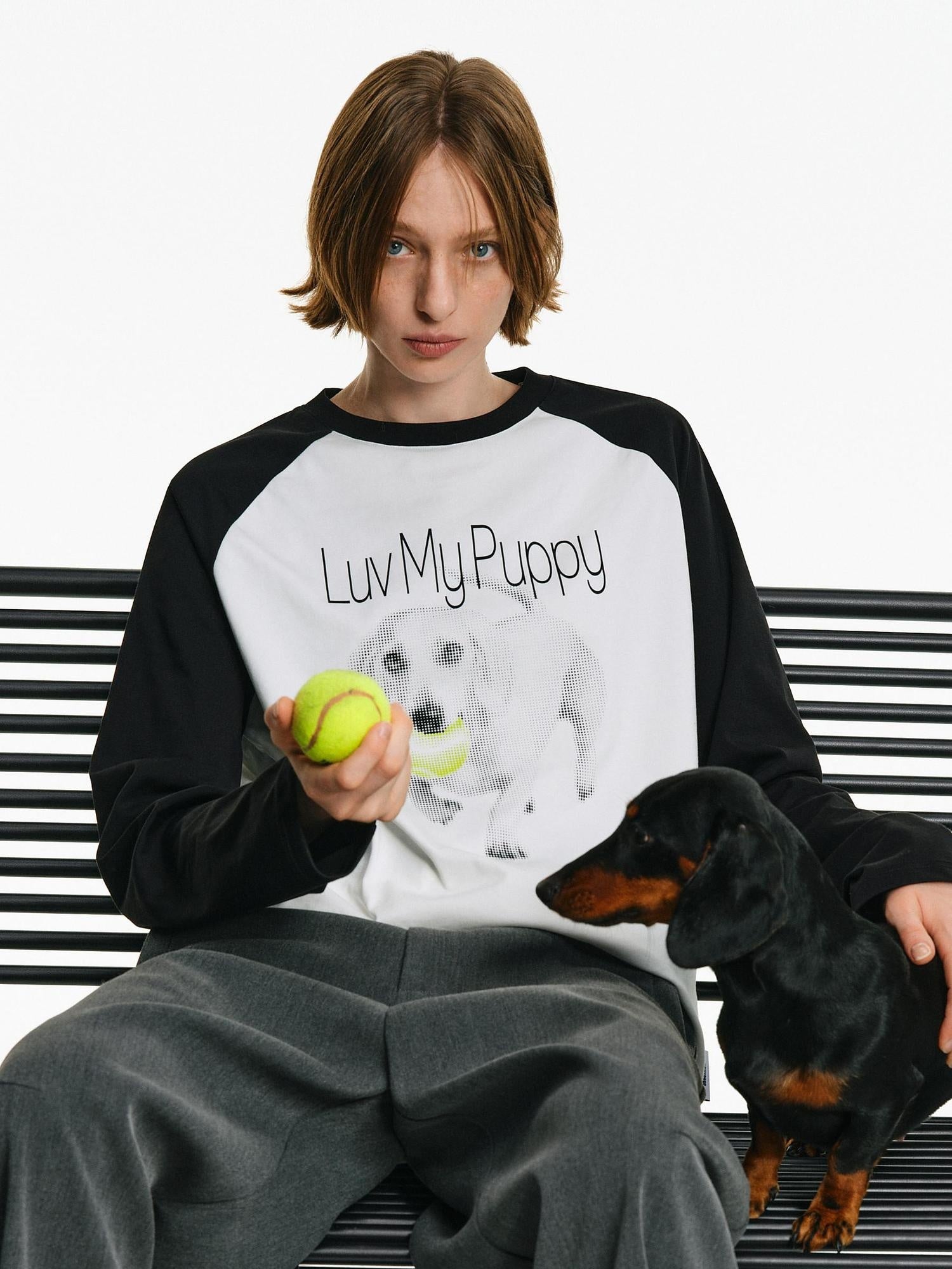 PCLP Breathable Cotton Blend Animal Print Loose Unisex Long Sleeve T-Shirt