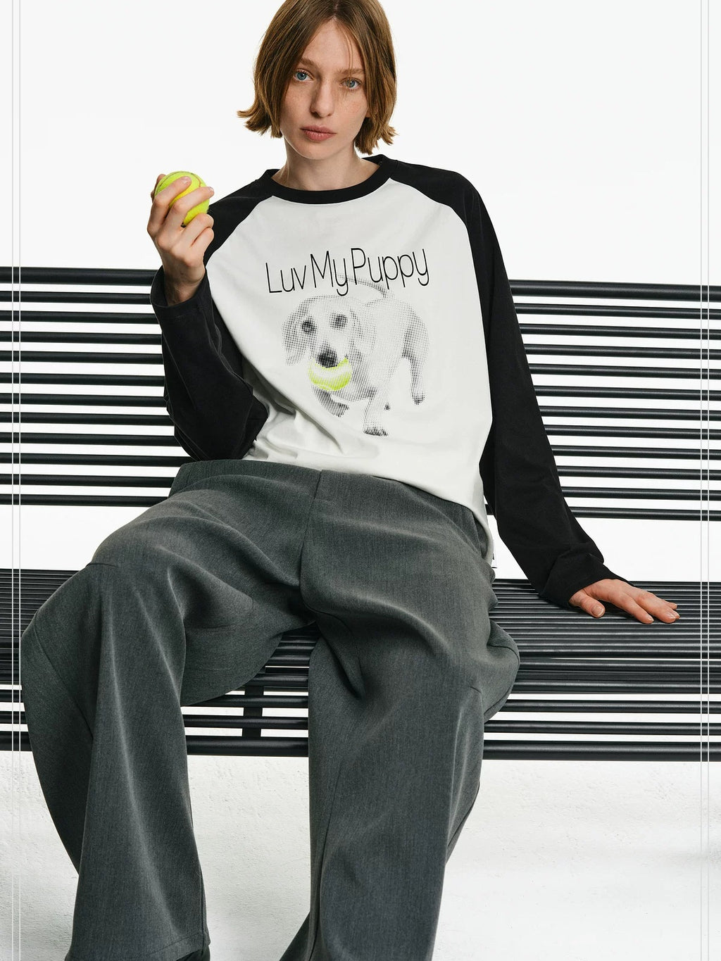 PCLP Breathable Cotton Blend Animal Print Loose Unisex Long Sleeve T-Shirt