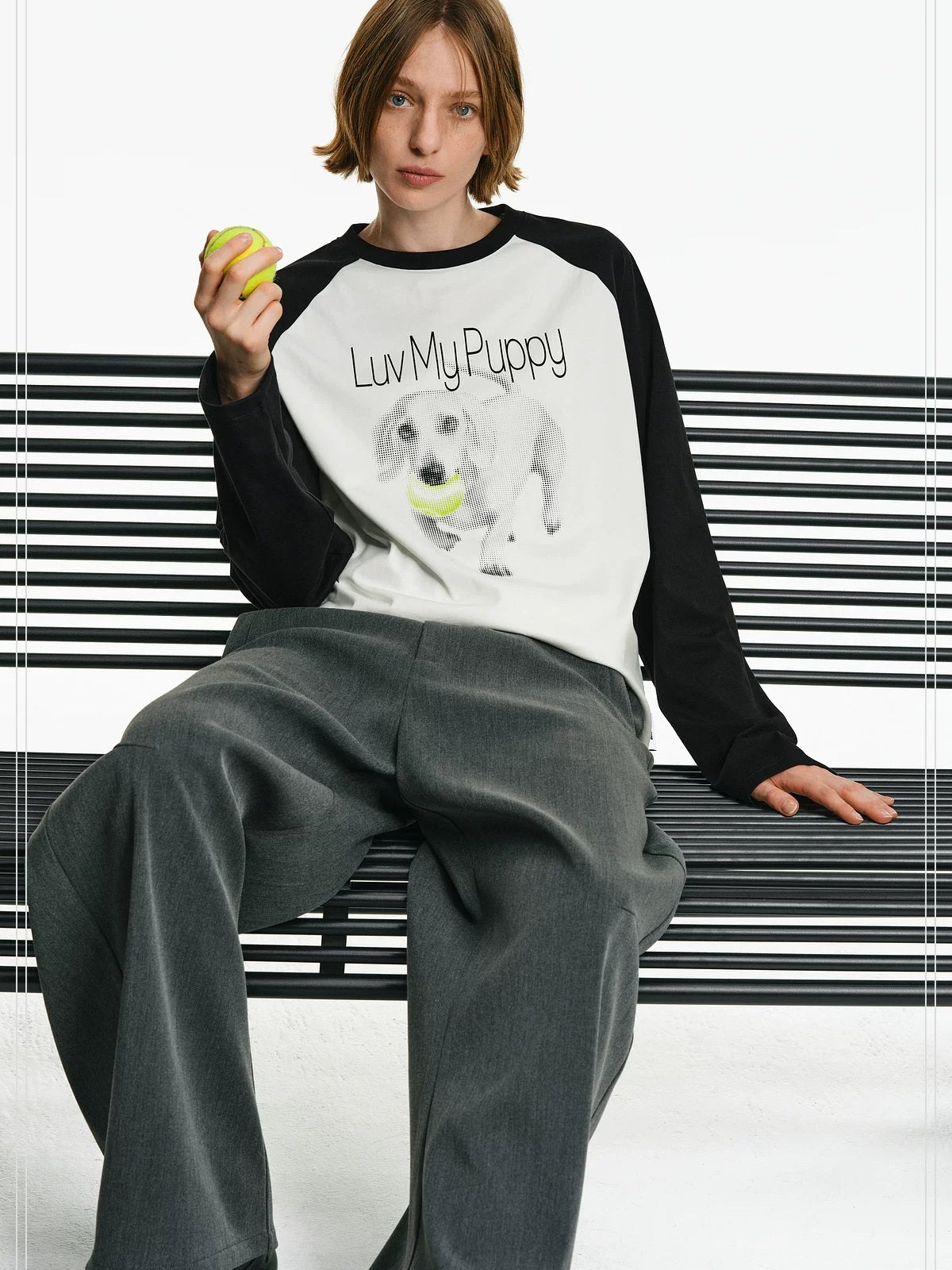 PCLP Breathable Cotton Blend Animal Print Loose Unisex Long Sleeve T-Shirt