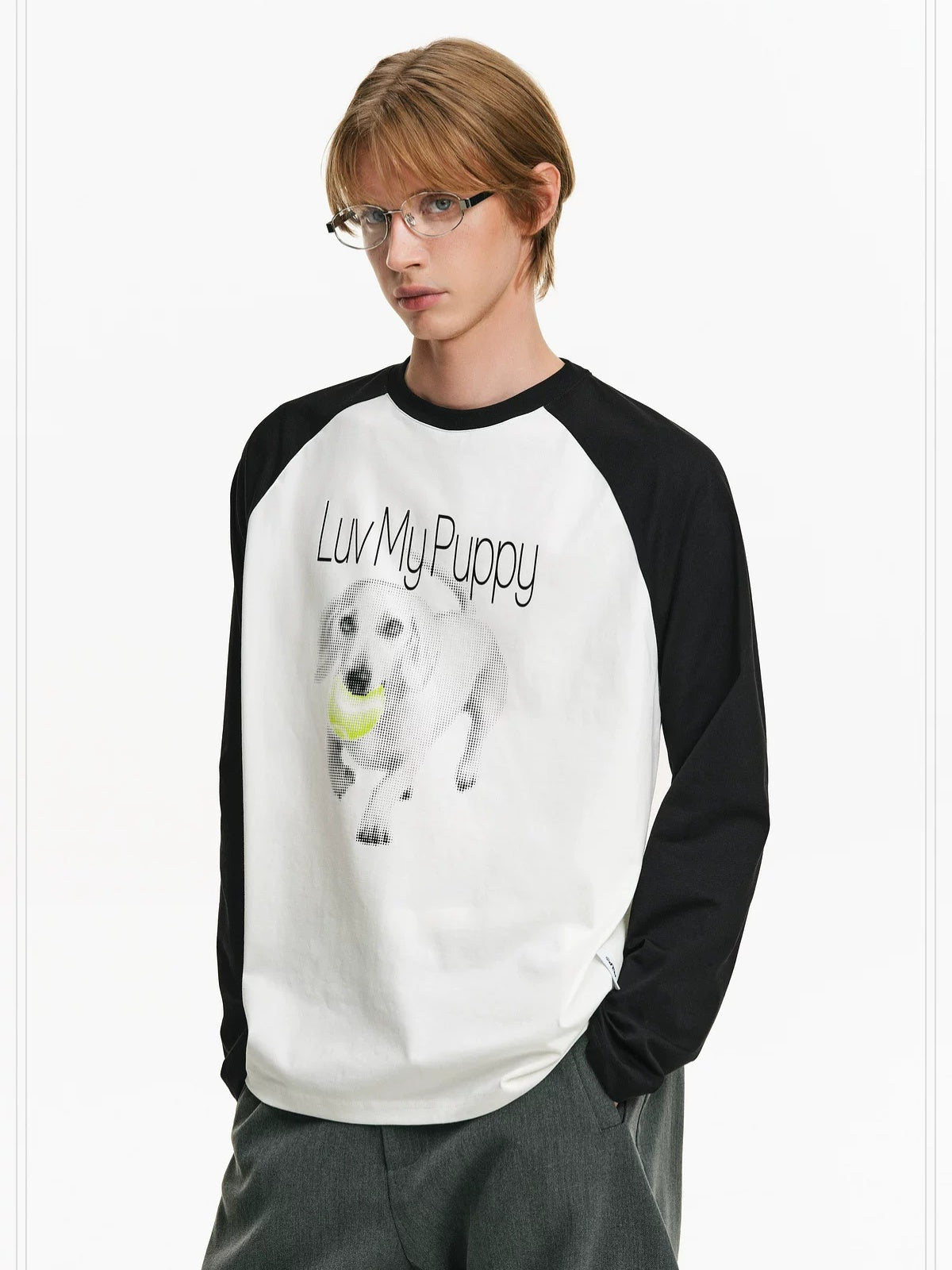 PCLP Breathable Cotton Blend Animal Print Loose Unisex Long Sleeve T-Shirt