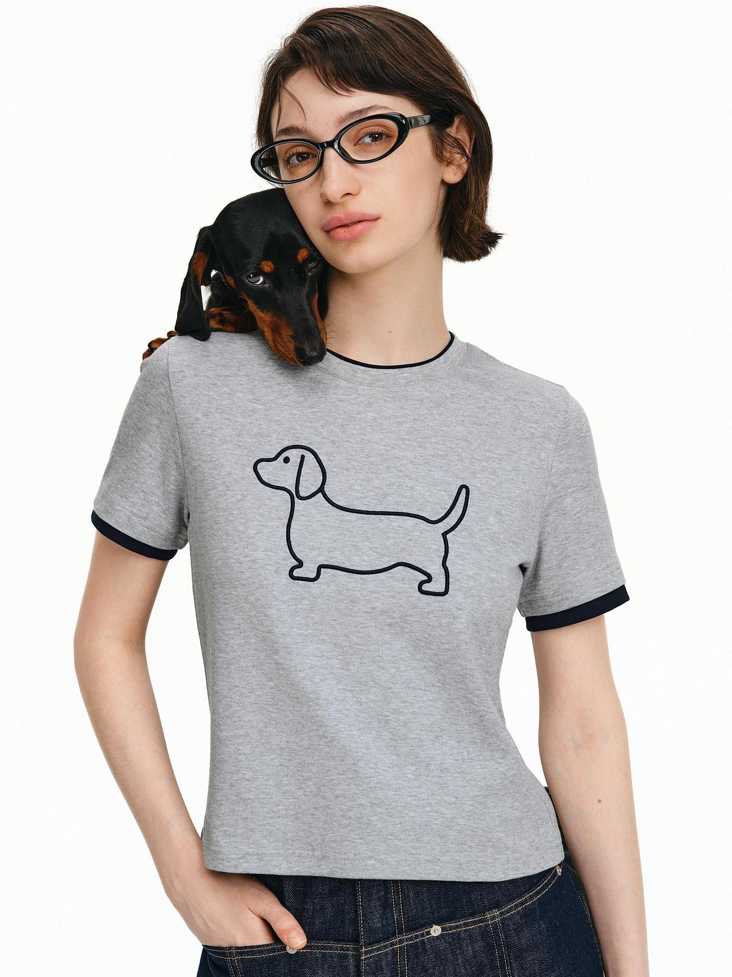 PCLP Breathable Cotton Blend Animal Print Round Neck Short Sleeve Women Daily T-Shirt