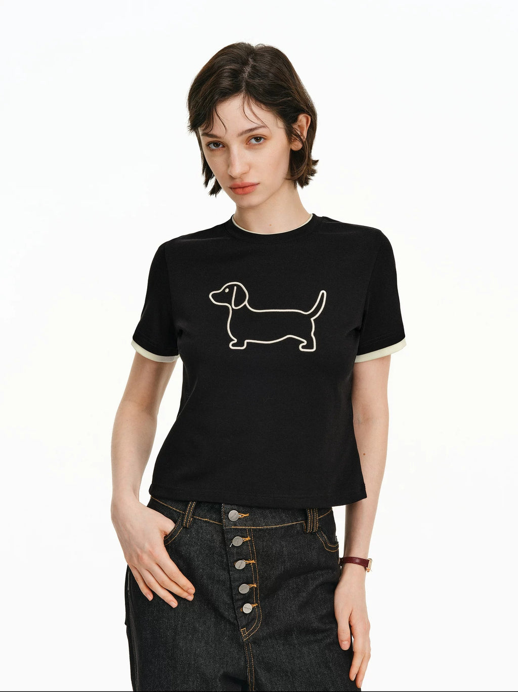 PCLP Breathable Cotton Blend Animal Print Round Neck Short Sleeve Women Daily T-Shirt