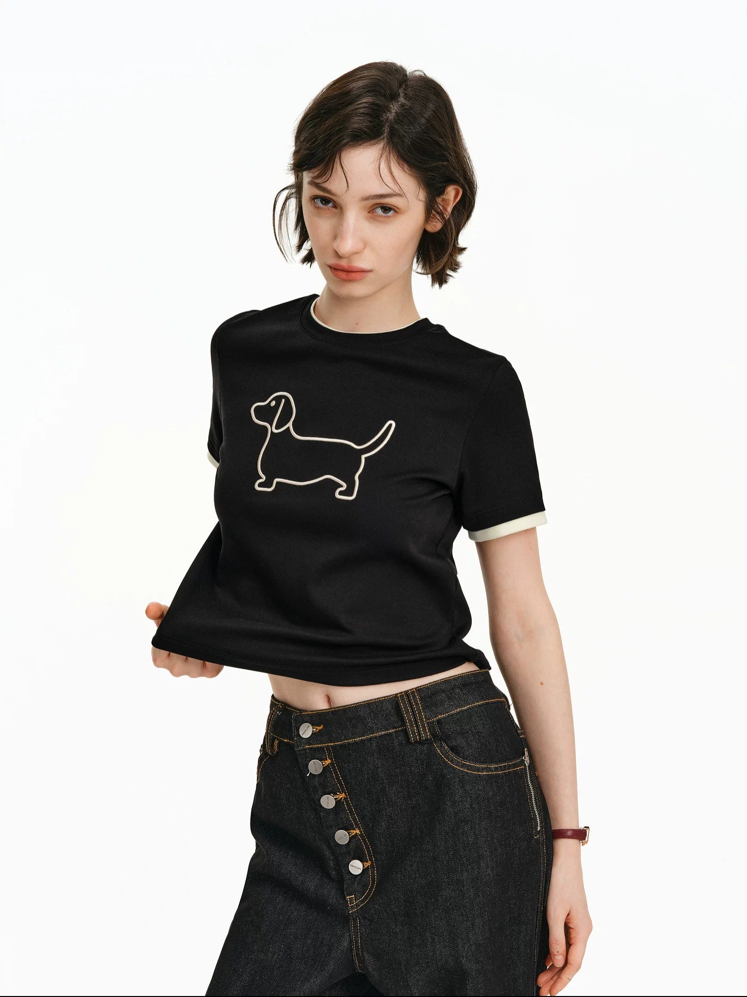 PCLP Breathable Cotton Blend Animal Print Round Neck Short Sleeve Women Daily T-Shirt