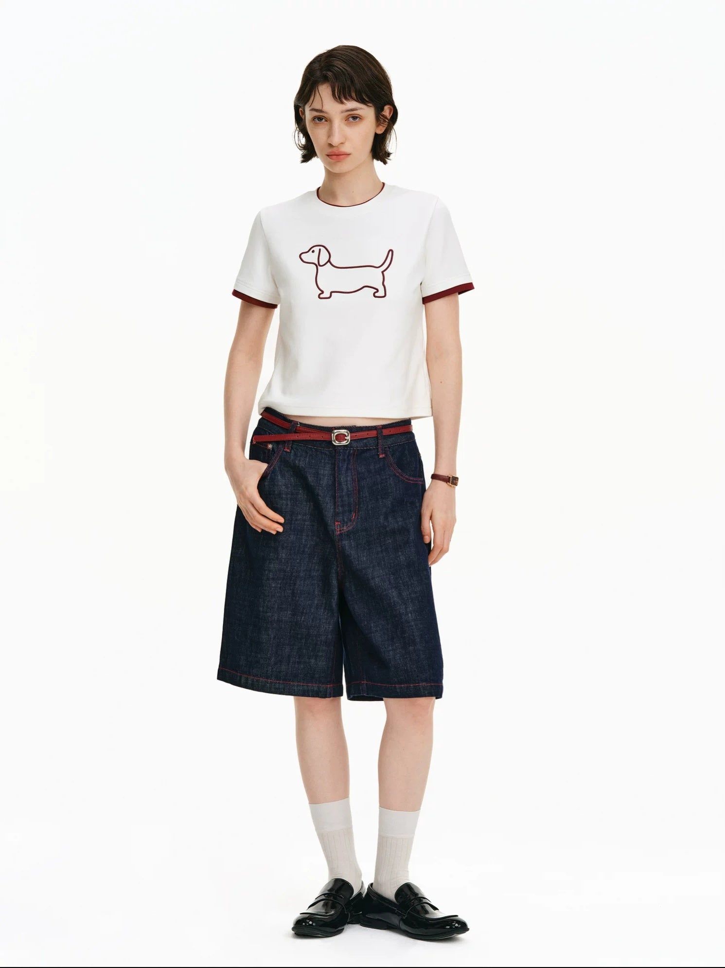 PCLP Breathable Cotton Blend Animal Print Round Neck Short Sleeve Women Daily T-Shirt