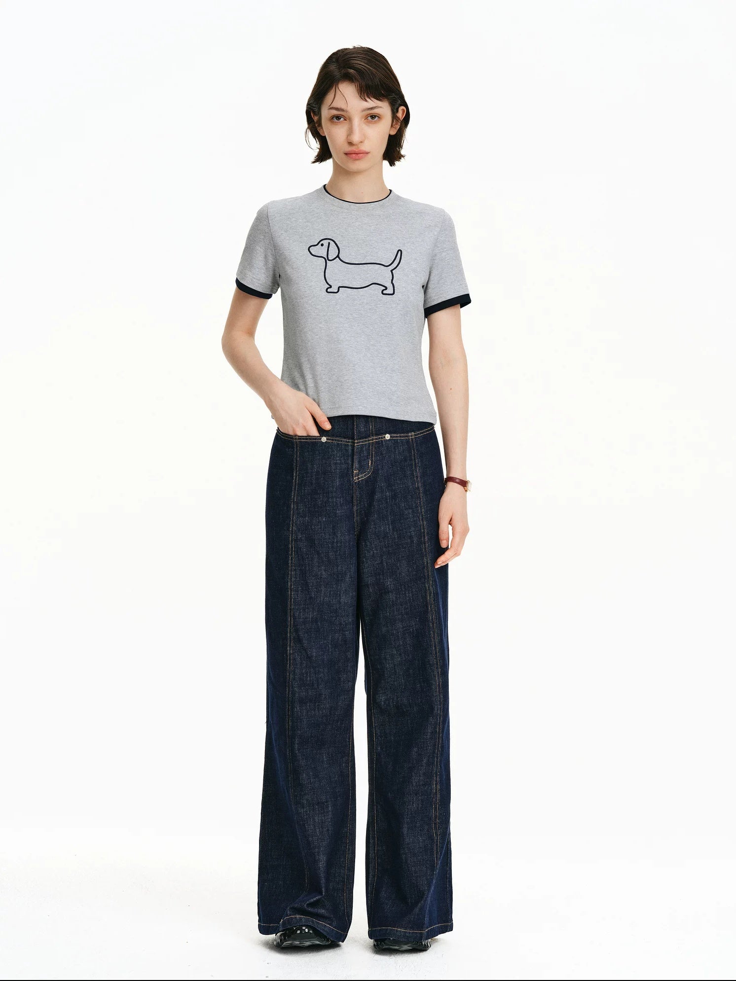 PCLP Breathable Cotton Blend Animal Print Round Neck Short Sleeve Women Daily T-Shirt