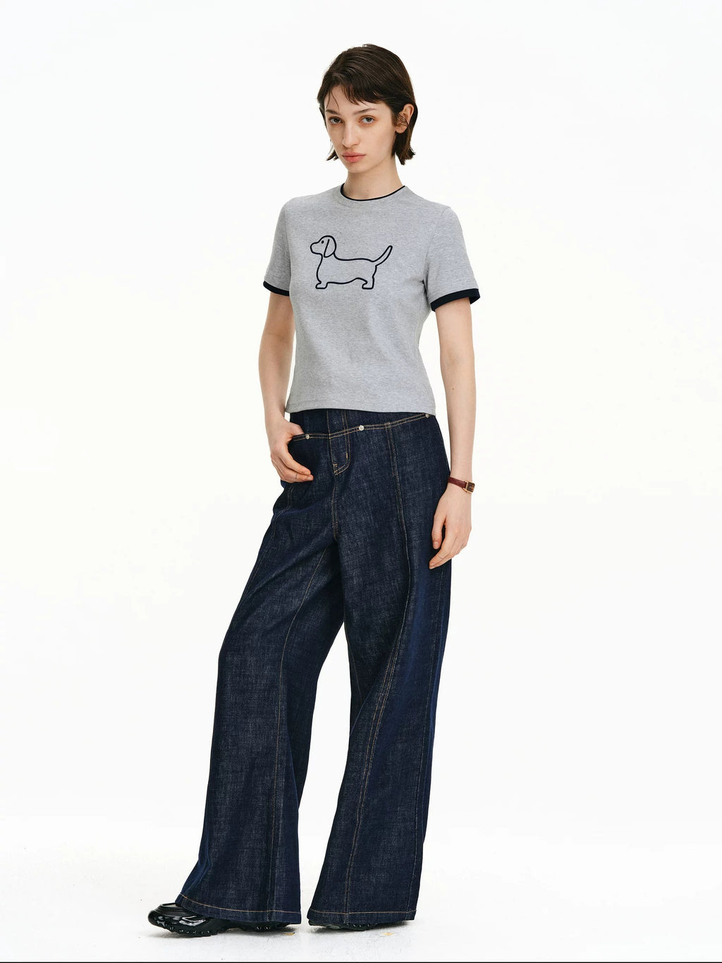 PCLP Breathable Cotton Blend Animal Print Round Neck Short Sleeve Women Daily T-Shirt