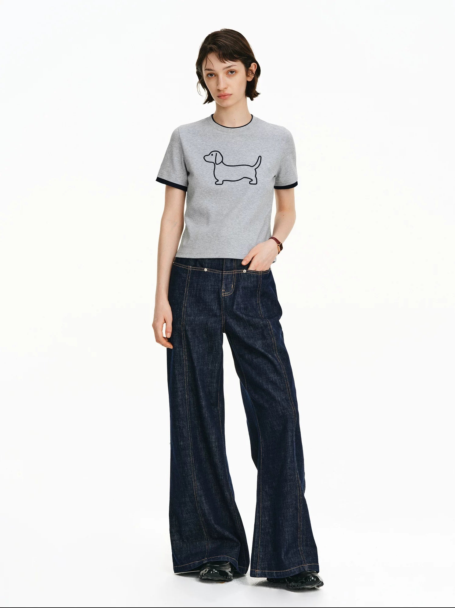 PCLP Breathable Cotton Blend Animal Print Round Neck Short Sleeve Women Daily T-Shirt