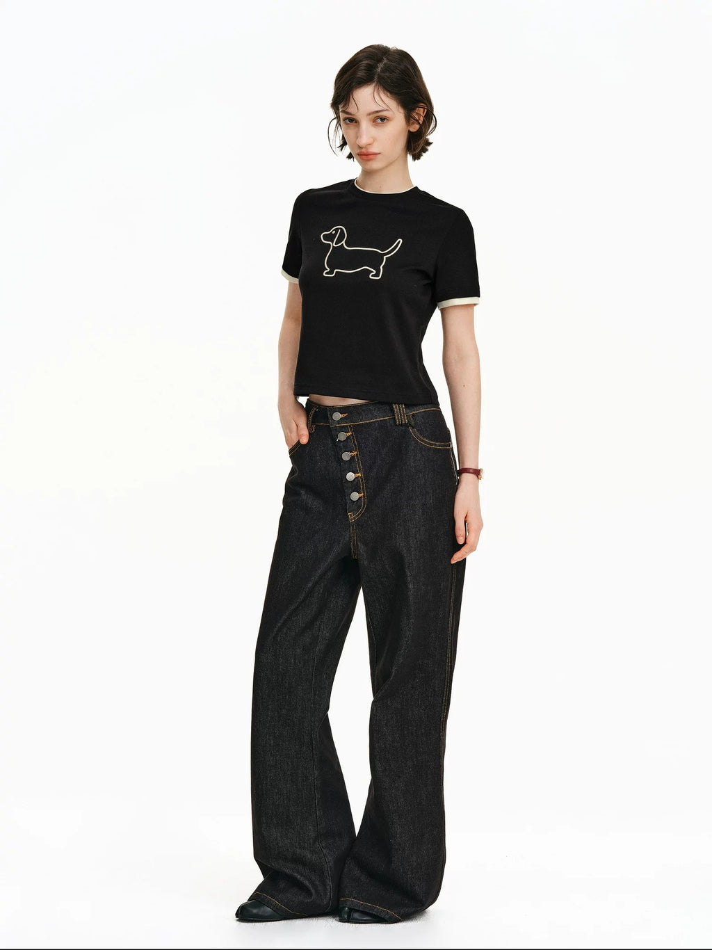 PCLP Breathable Cotton Blend Animal Print Round Neck Short Sleeve Women Daily T-Shirt