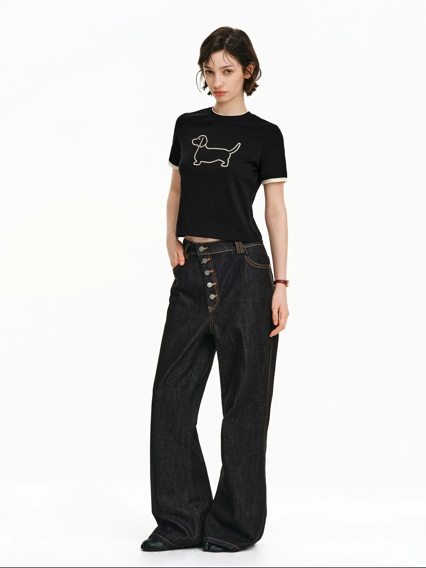 PCLP Breathable Cotton Blend Animal Print Round Neck Short Sleeve Women Daily T-Shirt