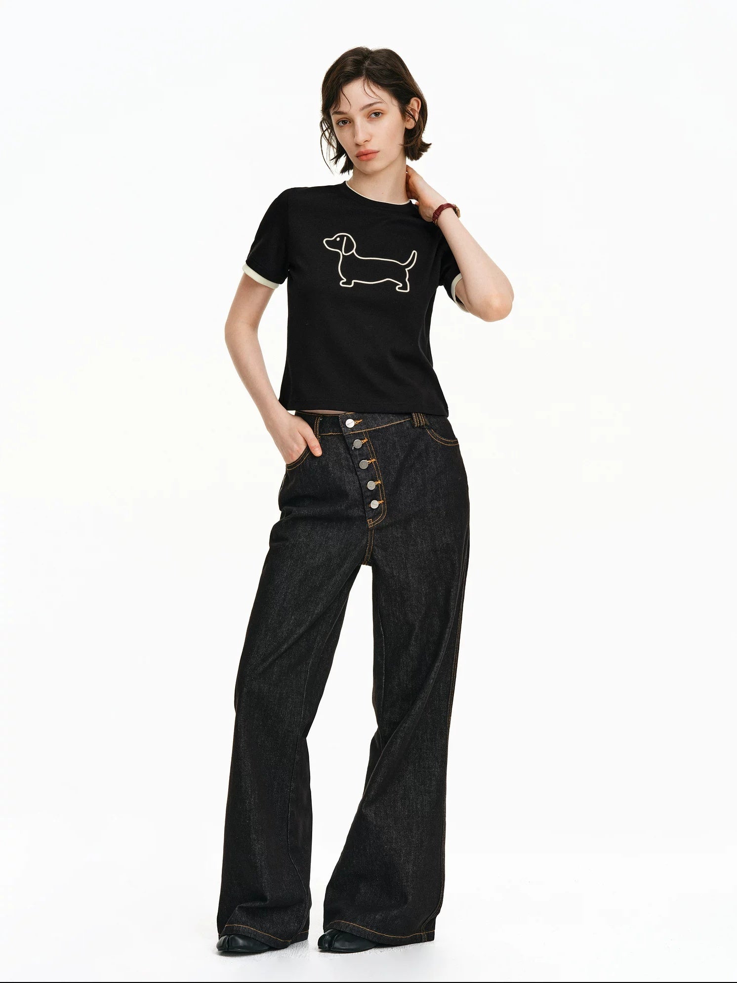 PCLP Breathable Cotton Blend Animal Print Round Neck Short Sleeve Women Daily T-Shirt