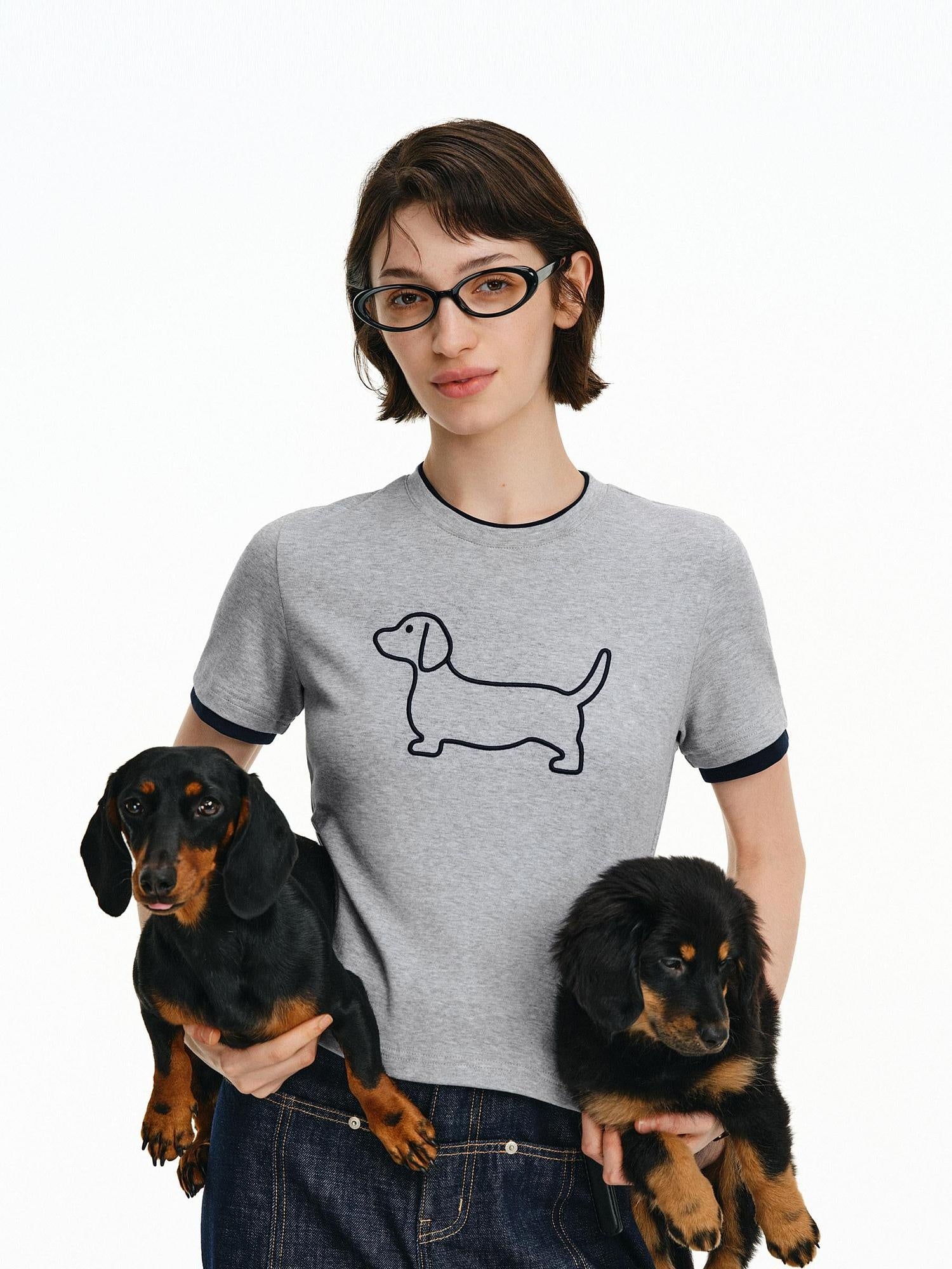 PCLP Breathable Cotton Blend Animal Print Round Neck Short Sleeve Women Daily T-Shirt