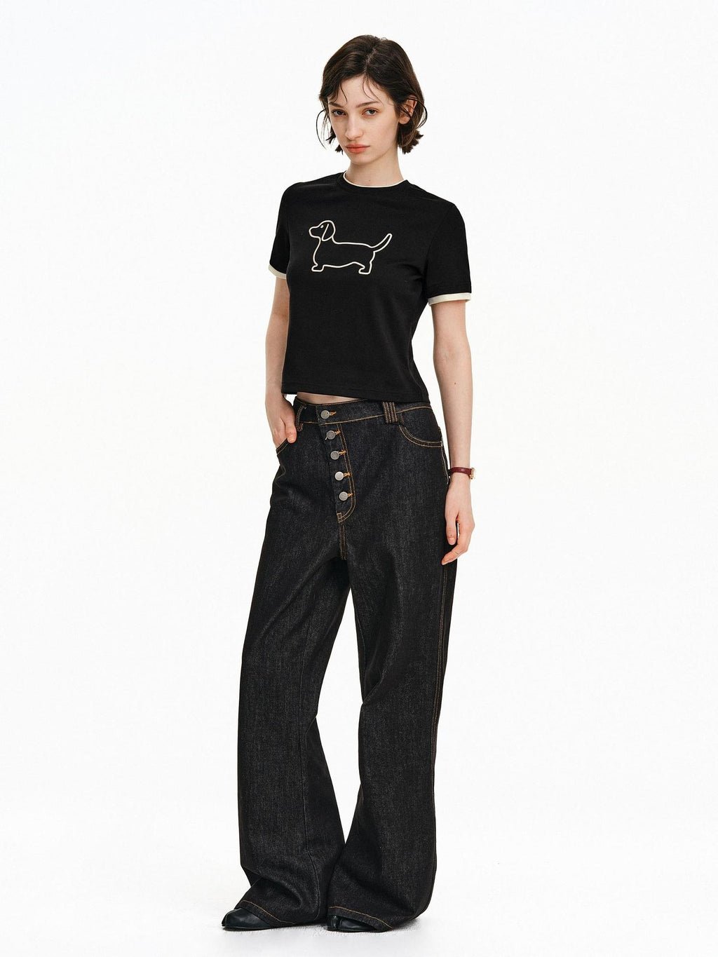 PCLP Breathable Cotton Blend Animal Print Round Neck Short Sleeve Women Daily T-Shirt