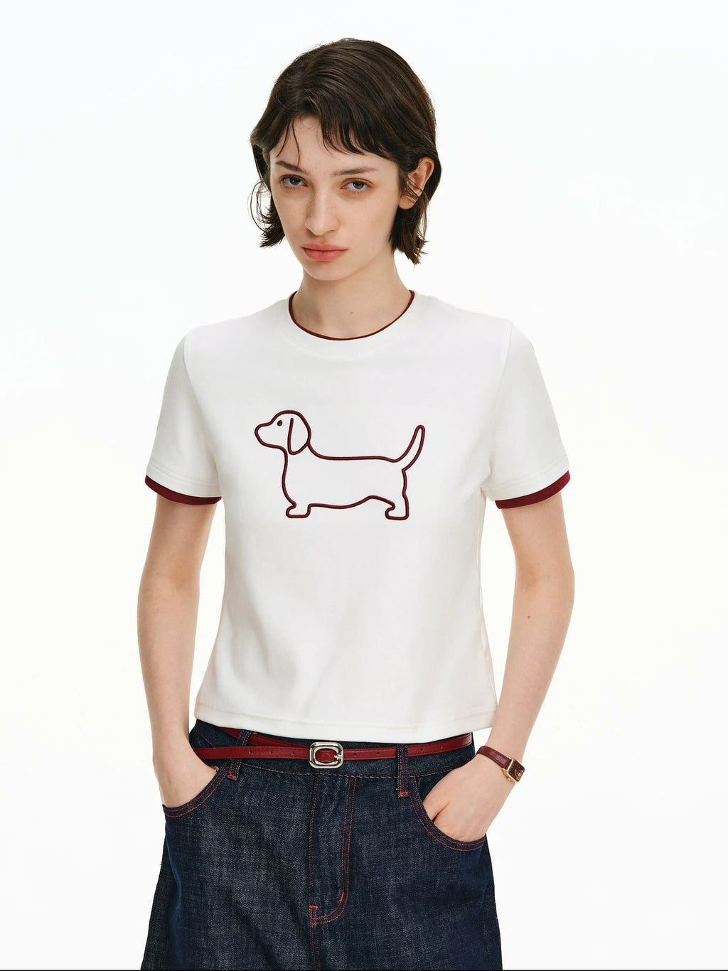 PCLP Breathable Cotton Blend Animal Print Round Neck Short Sleeve Women Daily T-Shirt