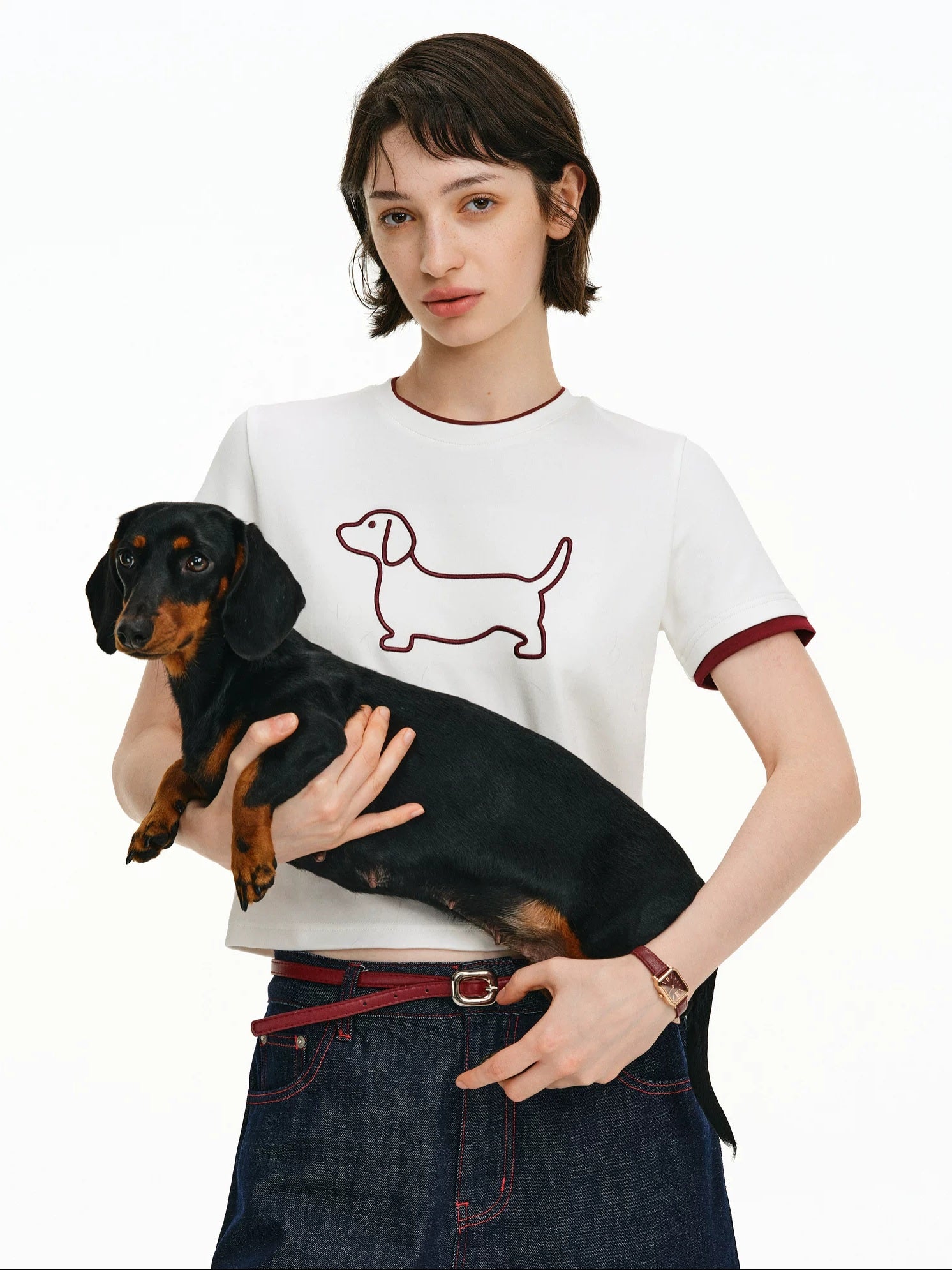 PCLP Breathable Cotton Blend Animal Print Round Neck Short Sleeve Women Daily T-Shirt