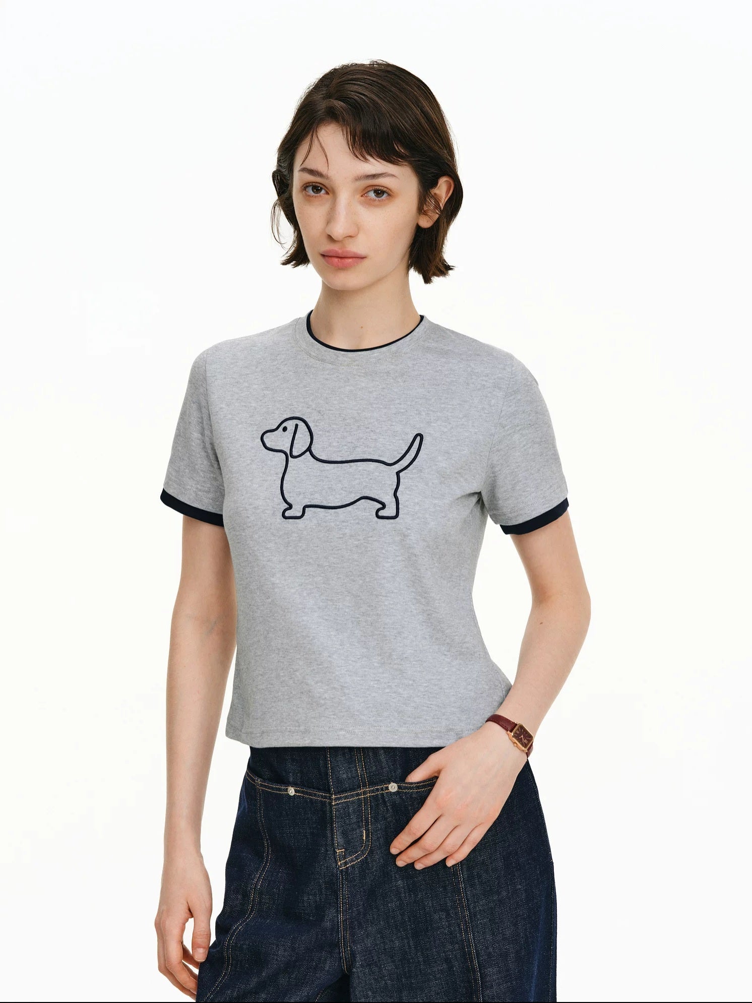 PCLP Breathable Cotton Blend Animal Print Round Neck Short Sleeve Women Daily T-Shirt