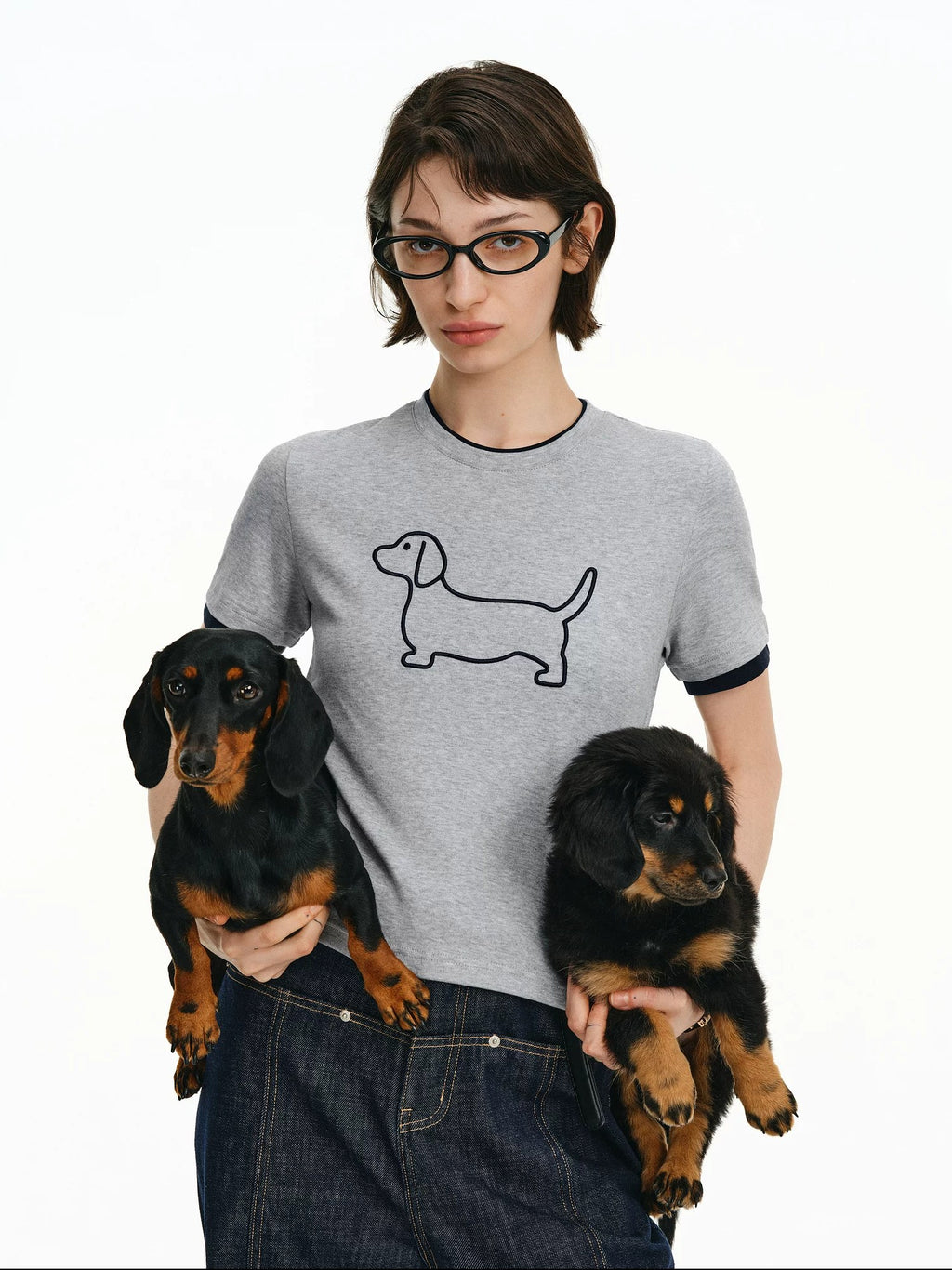 PCLP Breathable Cotton Blend Animal Print Round Neck Short Sleeve Women Daily T-Shirt