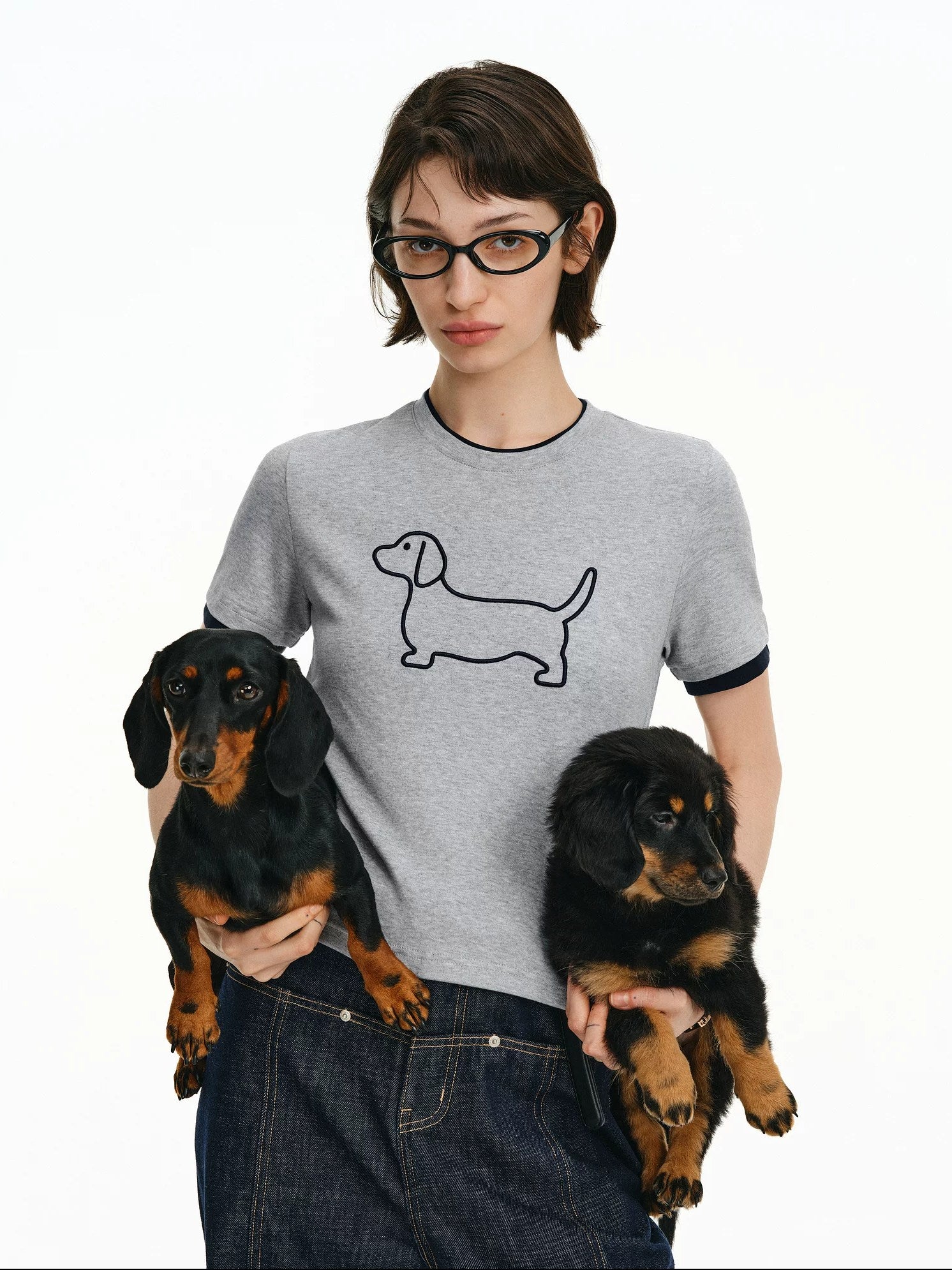 PCLP Breathable Cotton Blend Animal Print Round Neck Short Sleeve Women Daily T-Shirt