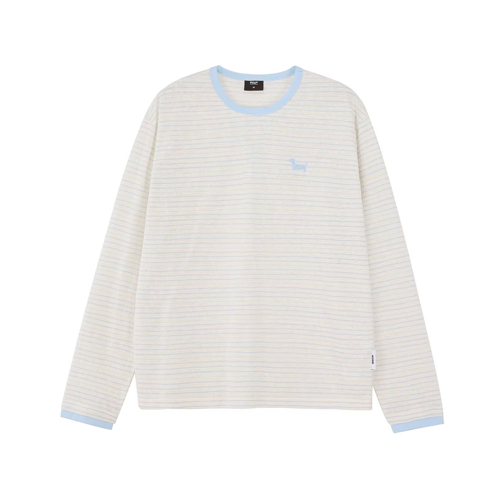 PCLP_Breathable_Cotton_Blend_Colorblock_Embroidered_Loose_Unisex_Long_Sleeve_T-Shirt_MISSTT