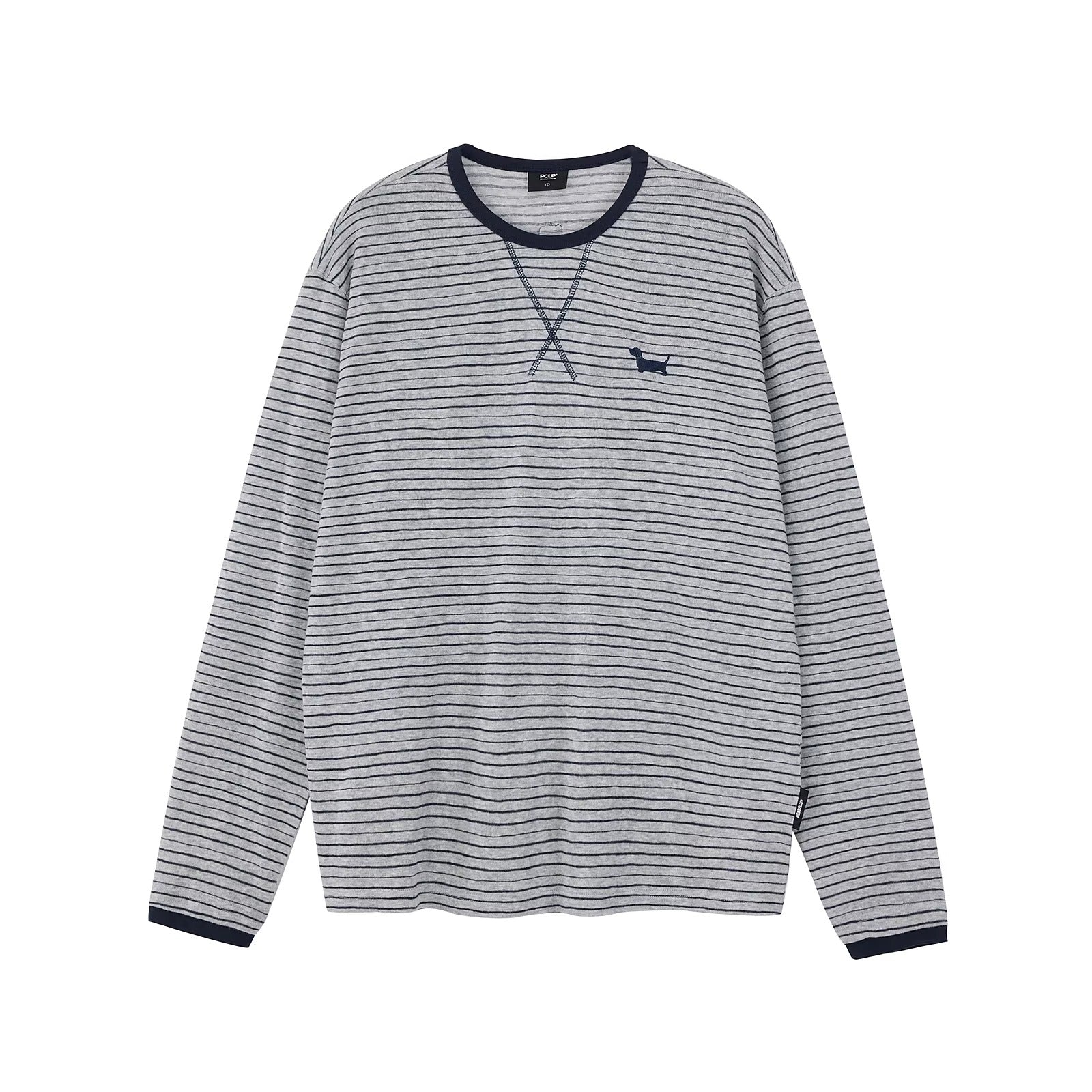 PCLP_Breathable_Cotton_Blend_Colorblock_Embroidered_Loose_Unisex_Long_Sleeve_T-Shirt_MISSTT